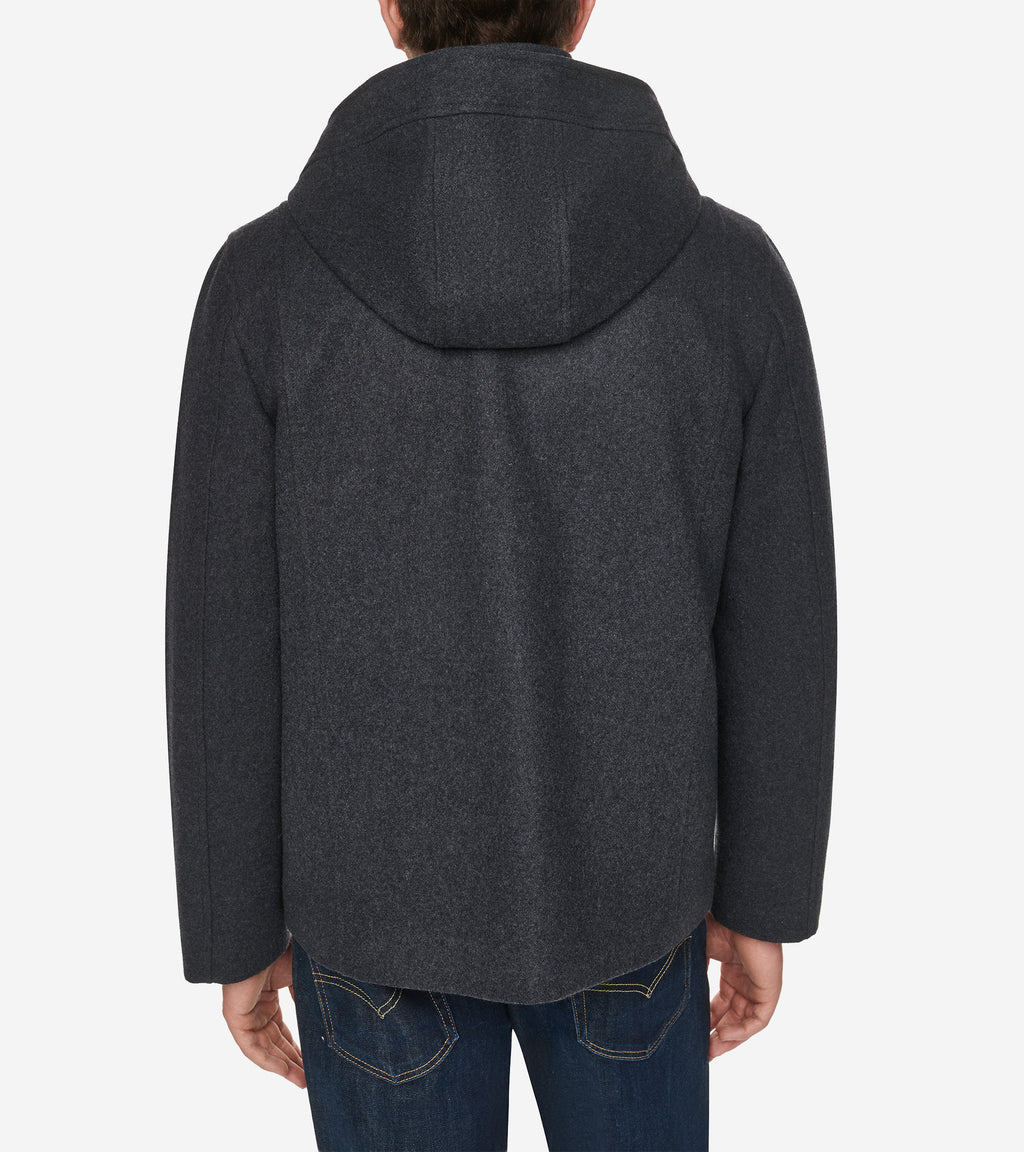 Men's Hooded Wool Field Coat-Charcoal