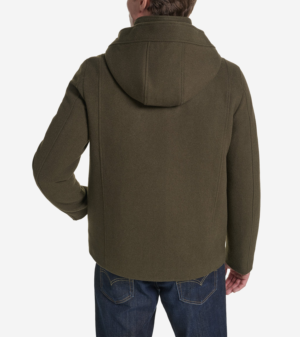 Men's Hooded Wool Field Coat-Olive