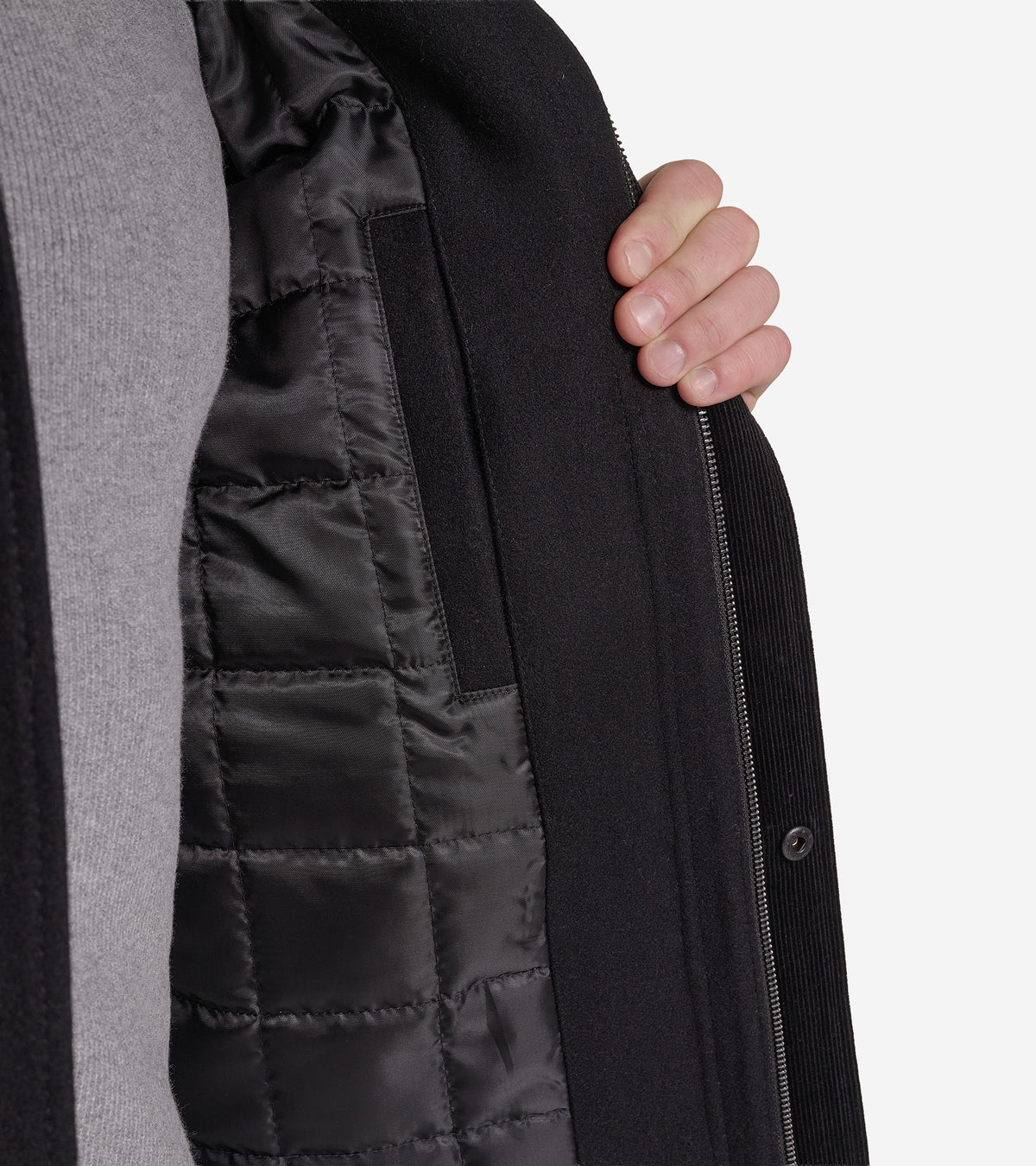 Men's Hooded Wool Field Coat-Black