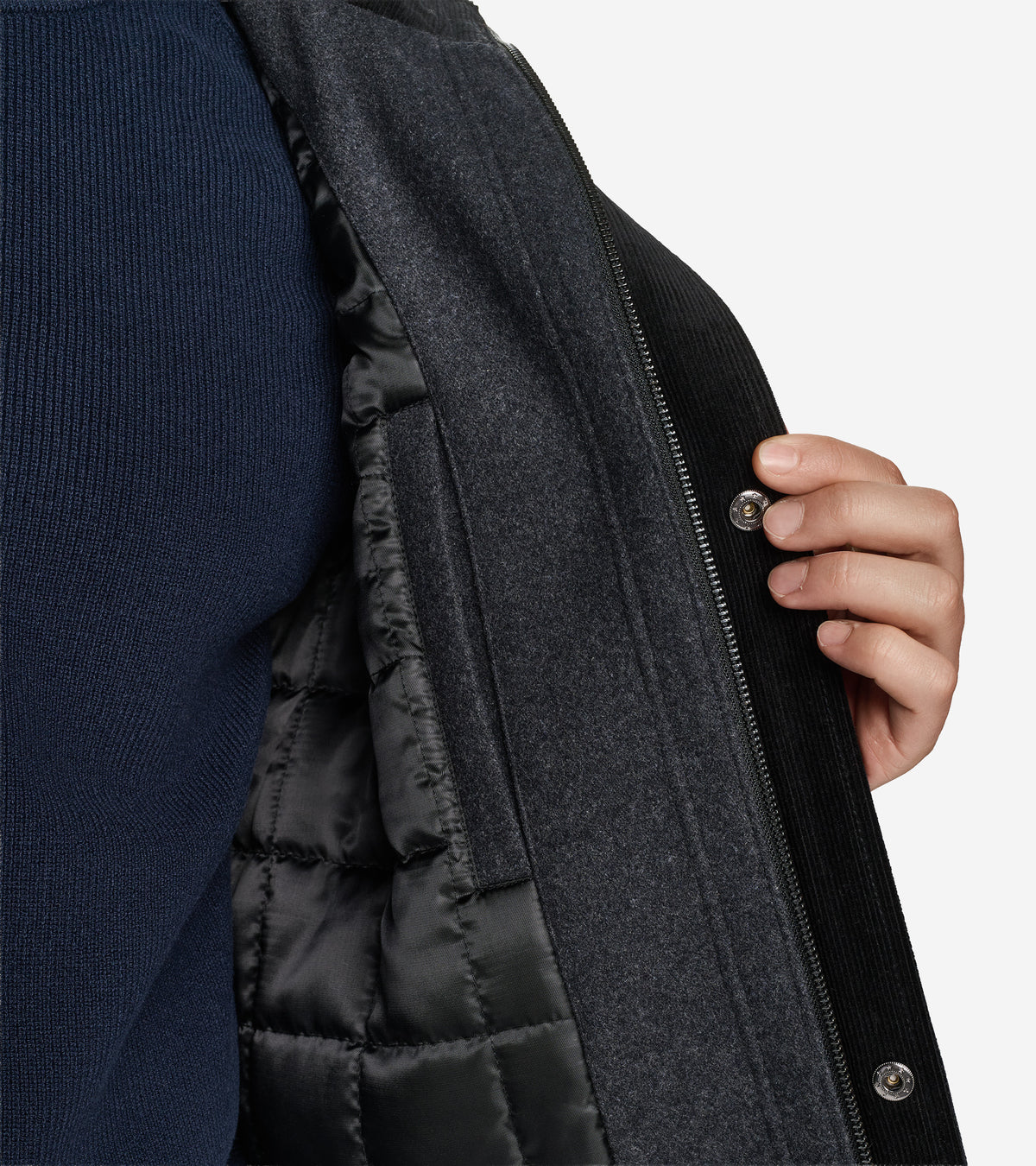 Men's Hooded Wool Field Coat-Charcoal