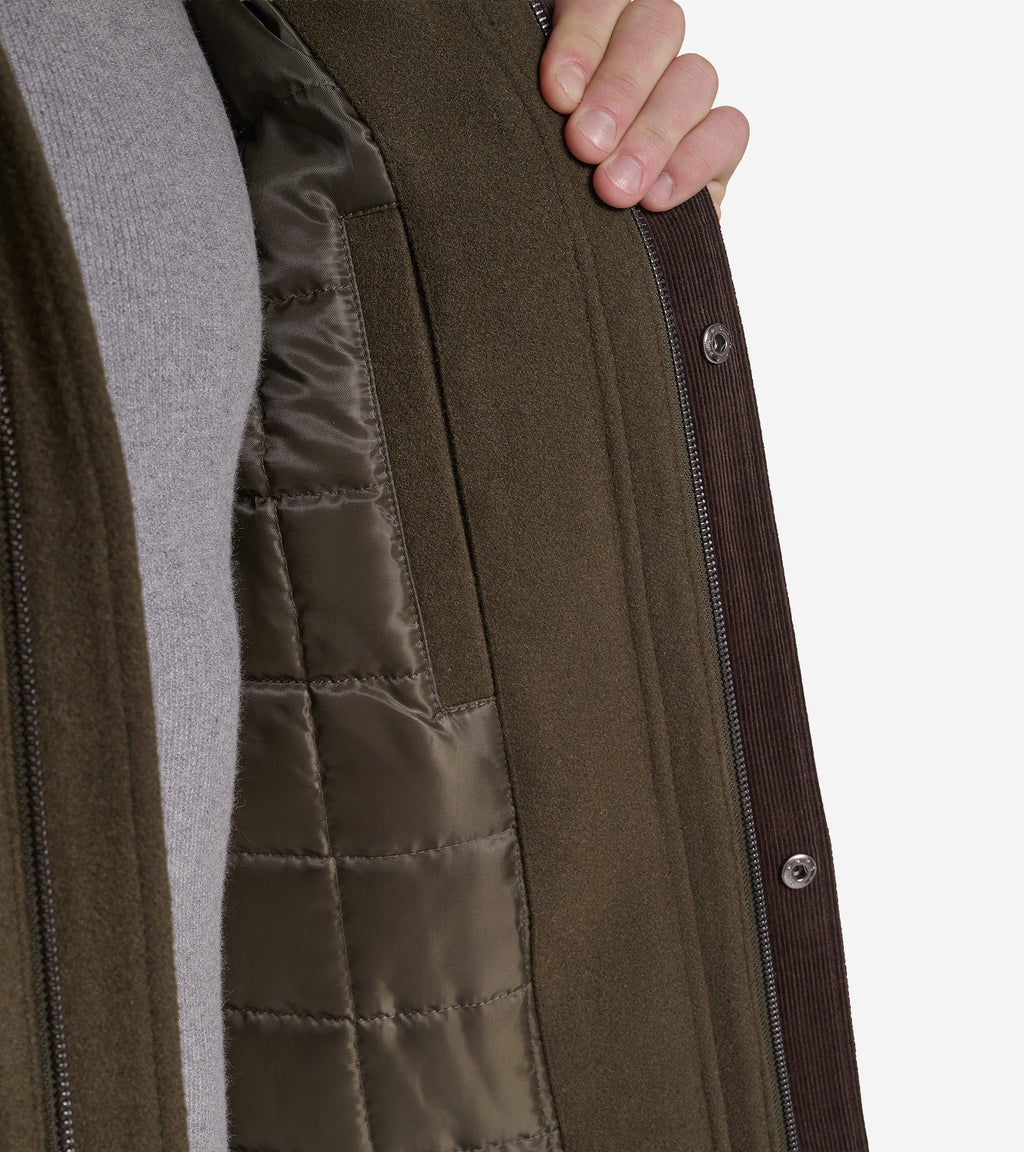 Men's Hooded Wool Field Coat-Olive