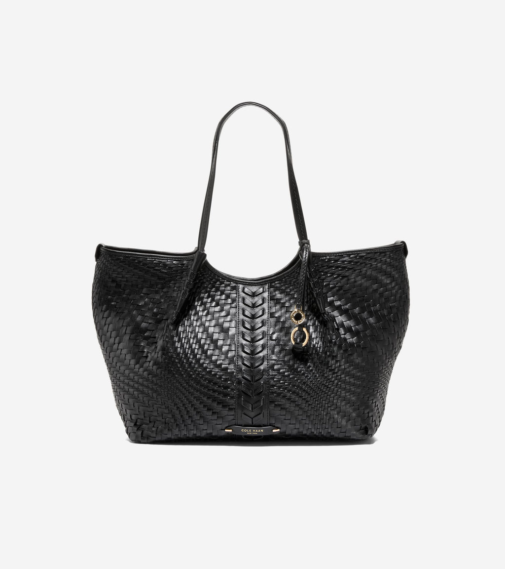 Women's Isabella Slouchy Woven Tote Bag-Black