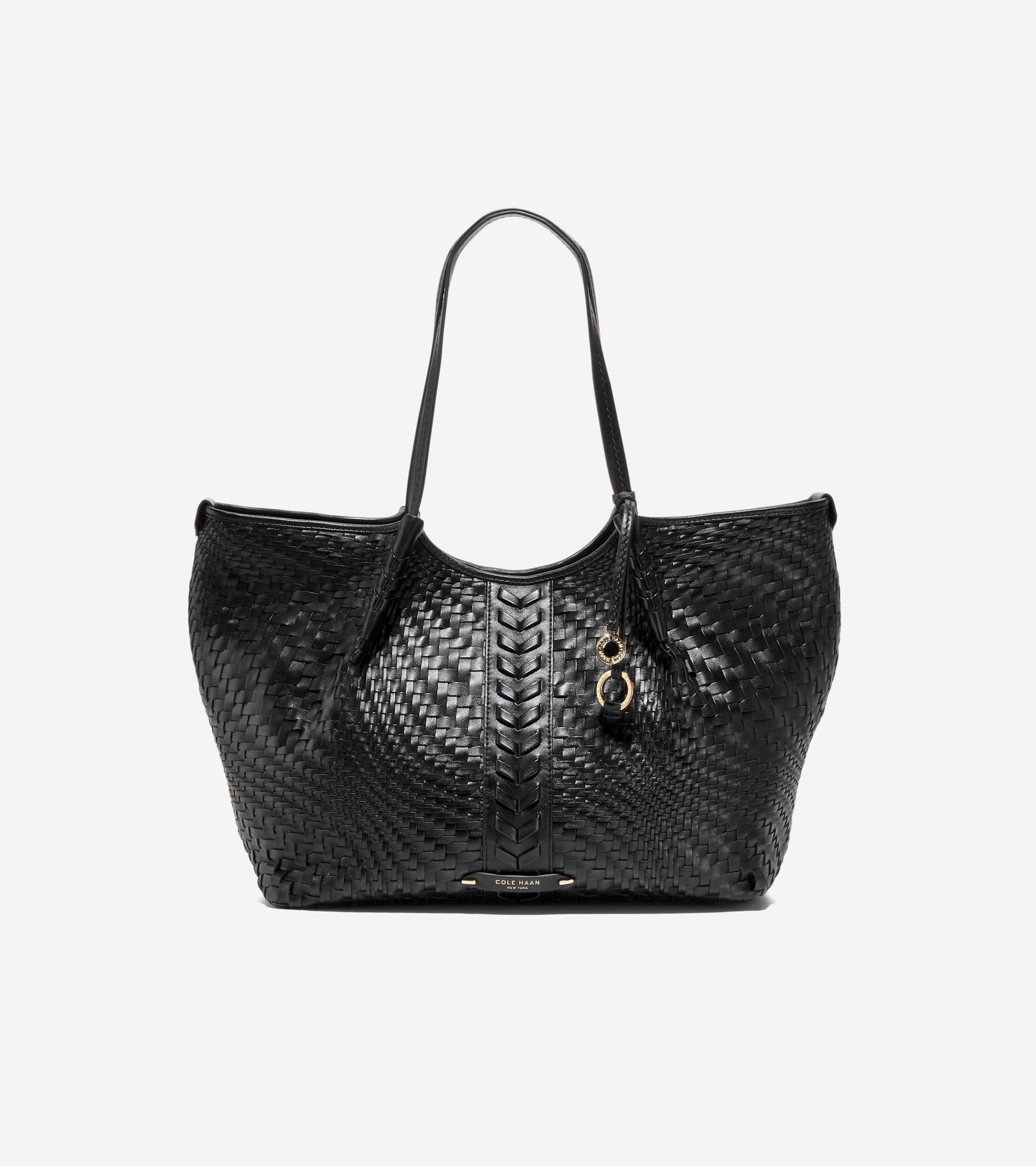 Women's Isabella Slouchy Woven Tote Bag-Black