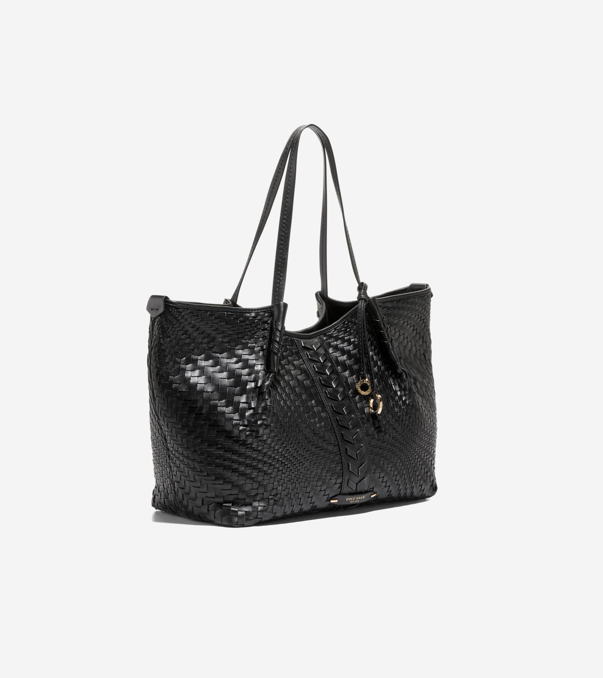 Women's Isabella Slouchy Woven Tote Bag-Black