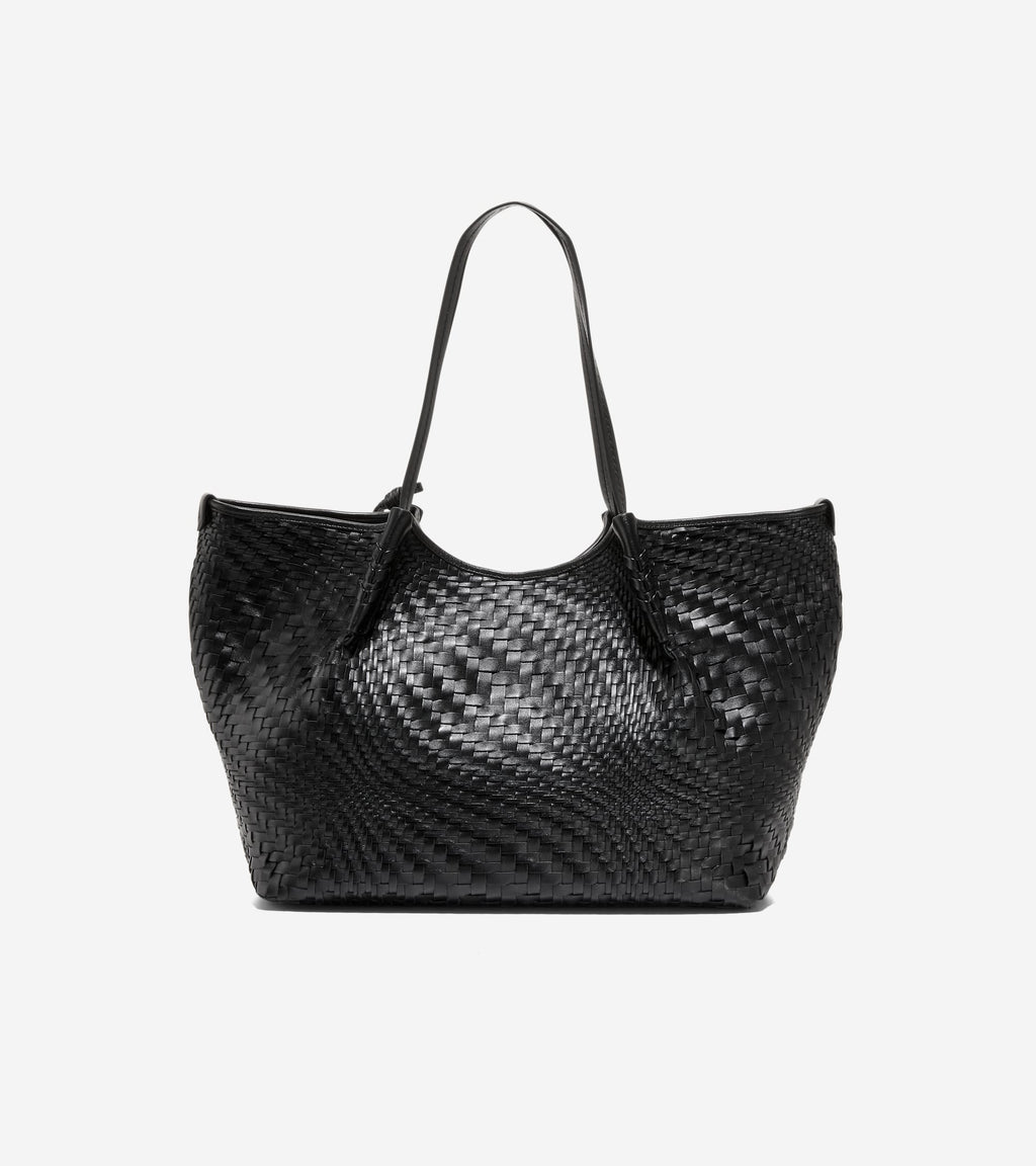 Women's Isabella Slouchy Woven Tote Bag-Black