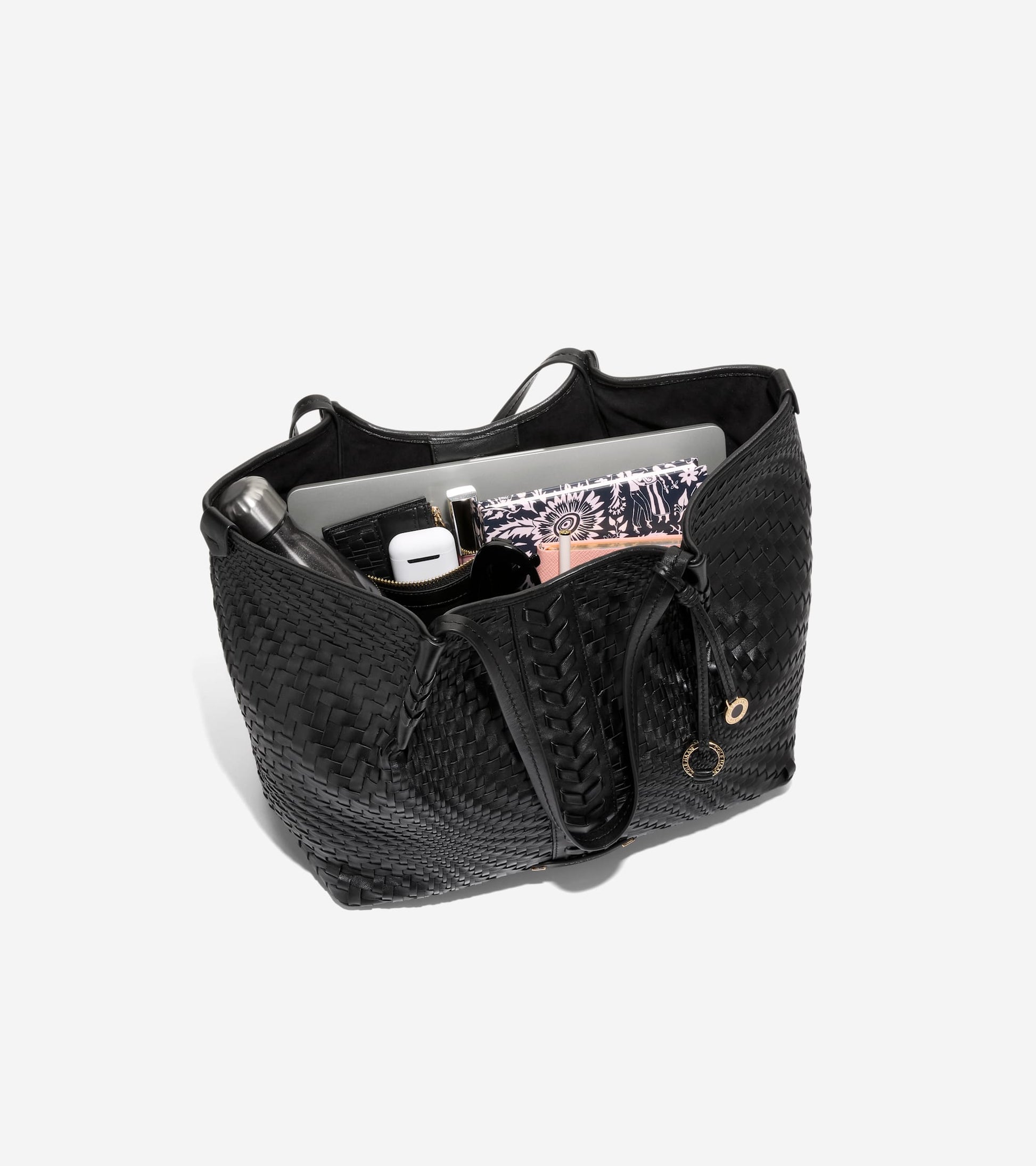 Women's Isabella Slouchy Woven Tote Bag-Black