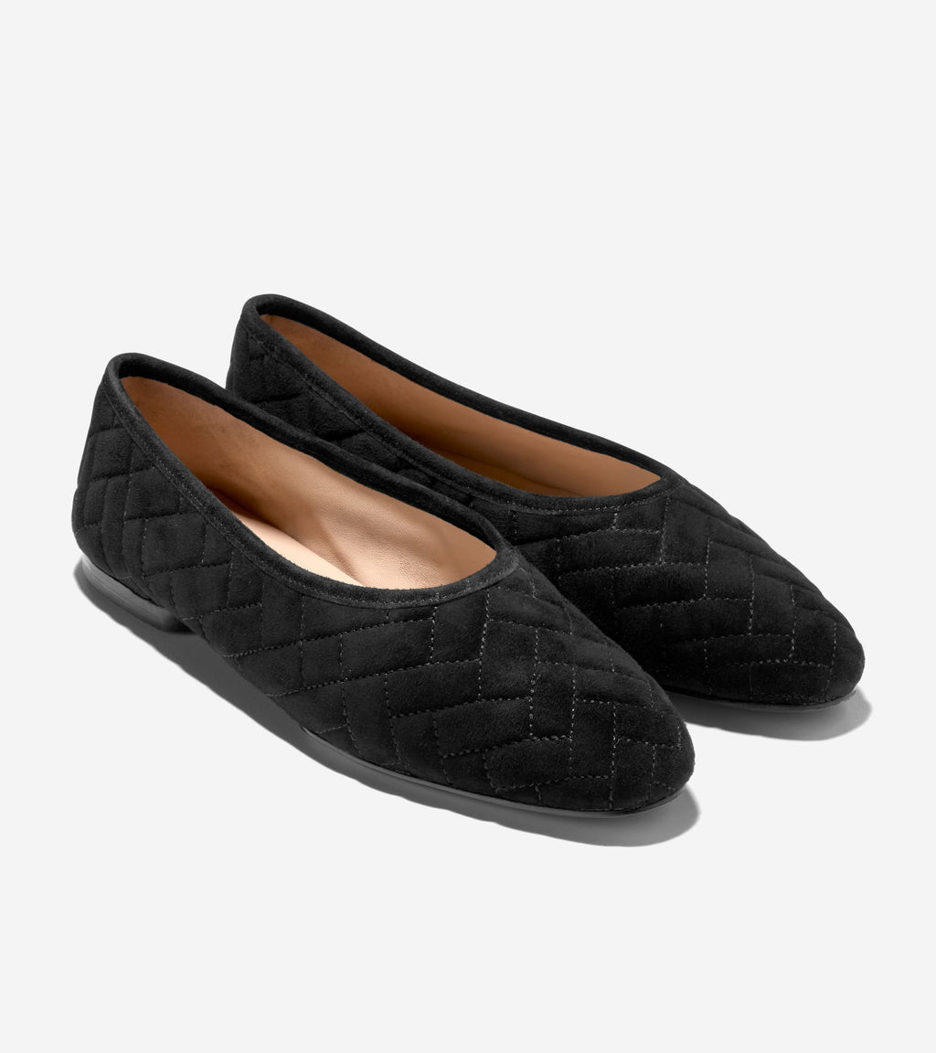 Women's Jasleen Quilted Ballet Flats-Black Quilted