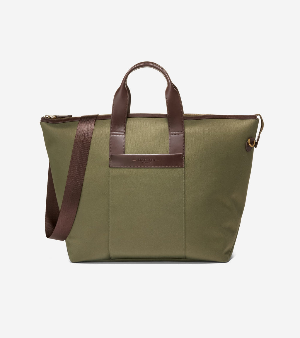 Men's Judson East West Tote Bag-Olive Green-Madeira Brown