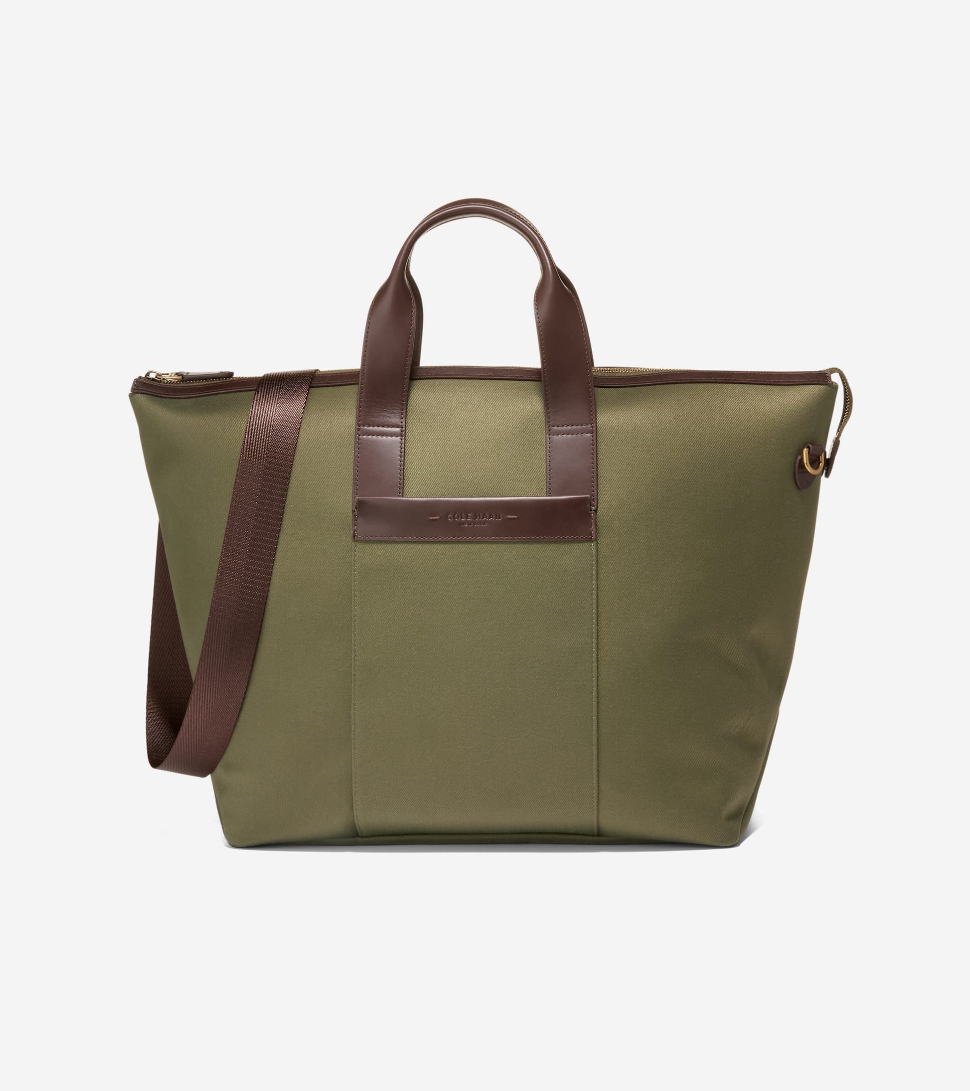 Men's Judson East West Tote Bag-Olive Green-Madeira Brown