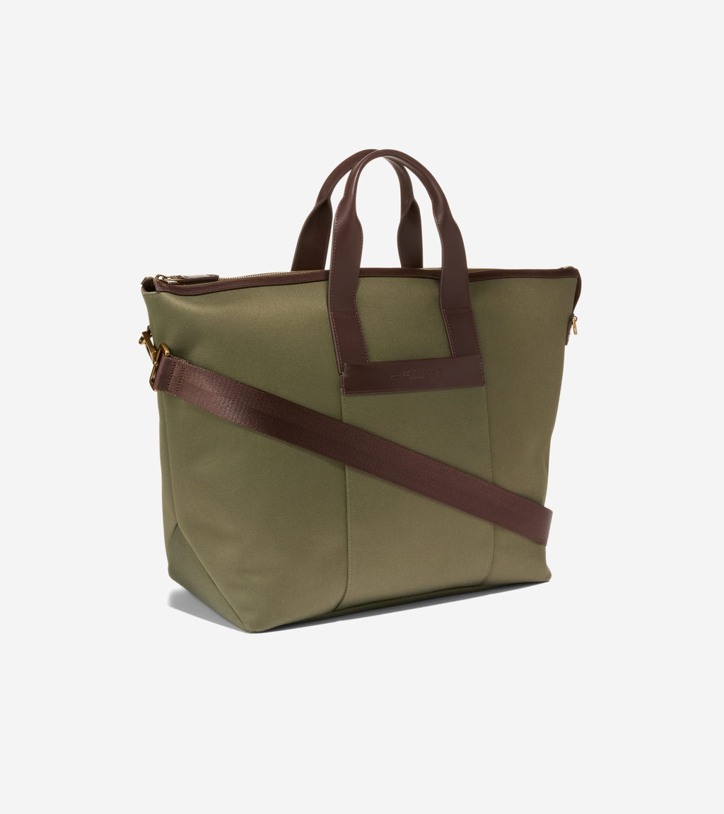 Men's Judson East West Tote Bag-Olive Green-Madeira Brown