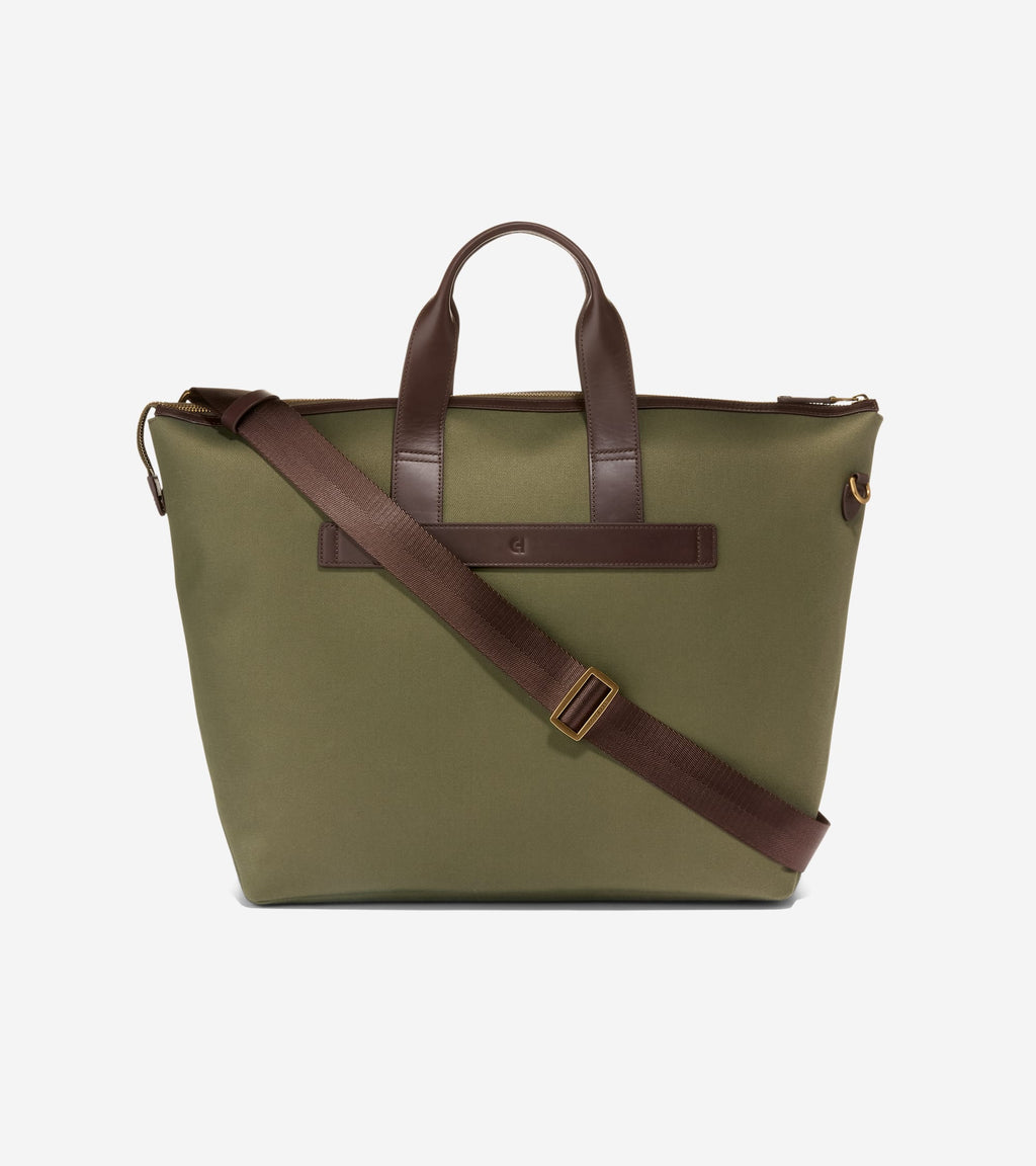 Men's Judson East West Tote Bag-Olive Green-Madeira Brown
