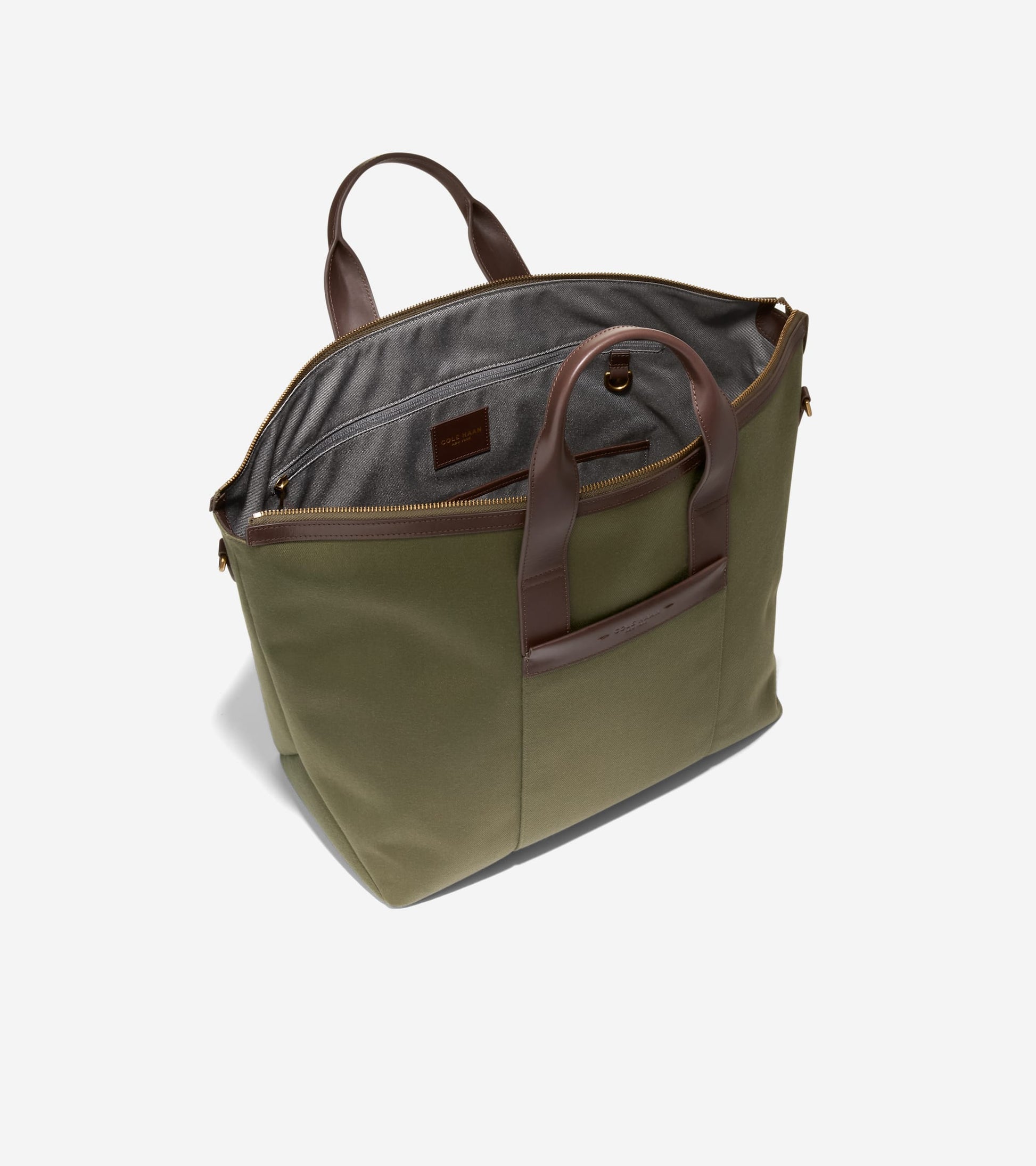 Men's Judson East West Tote Bag-Olive Green-Madeira Brown