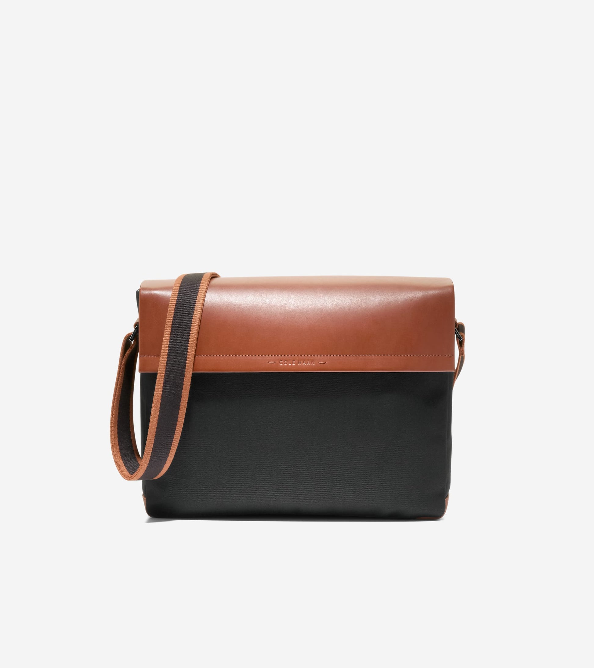 Men's Judson Brushed Twill Messenger-Black-New Britsh Tan