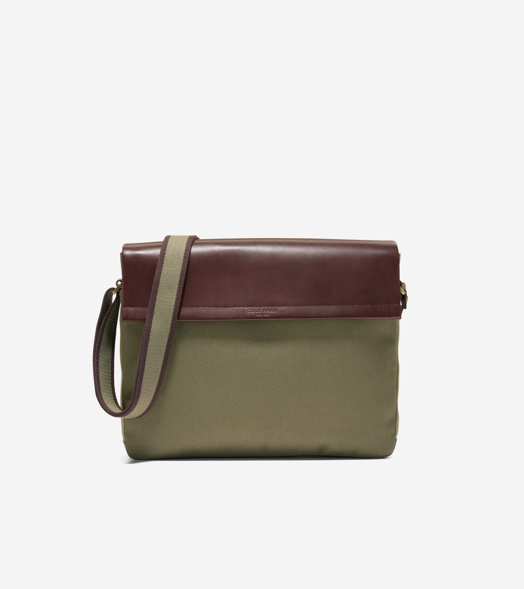 Men's Judson Brushed Twill Messenger Bag-Olive Green-Madeira