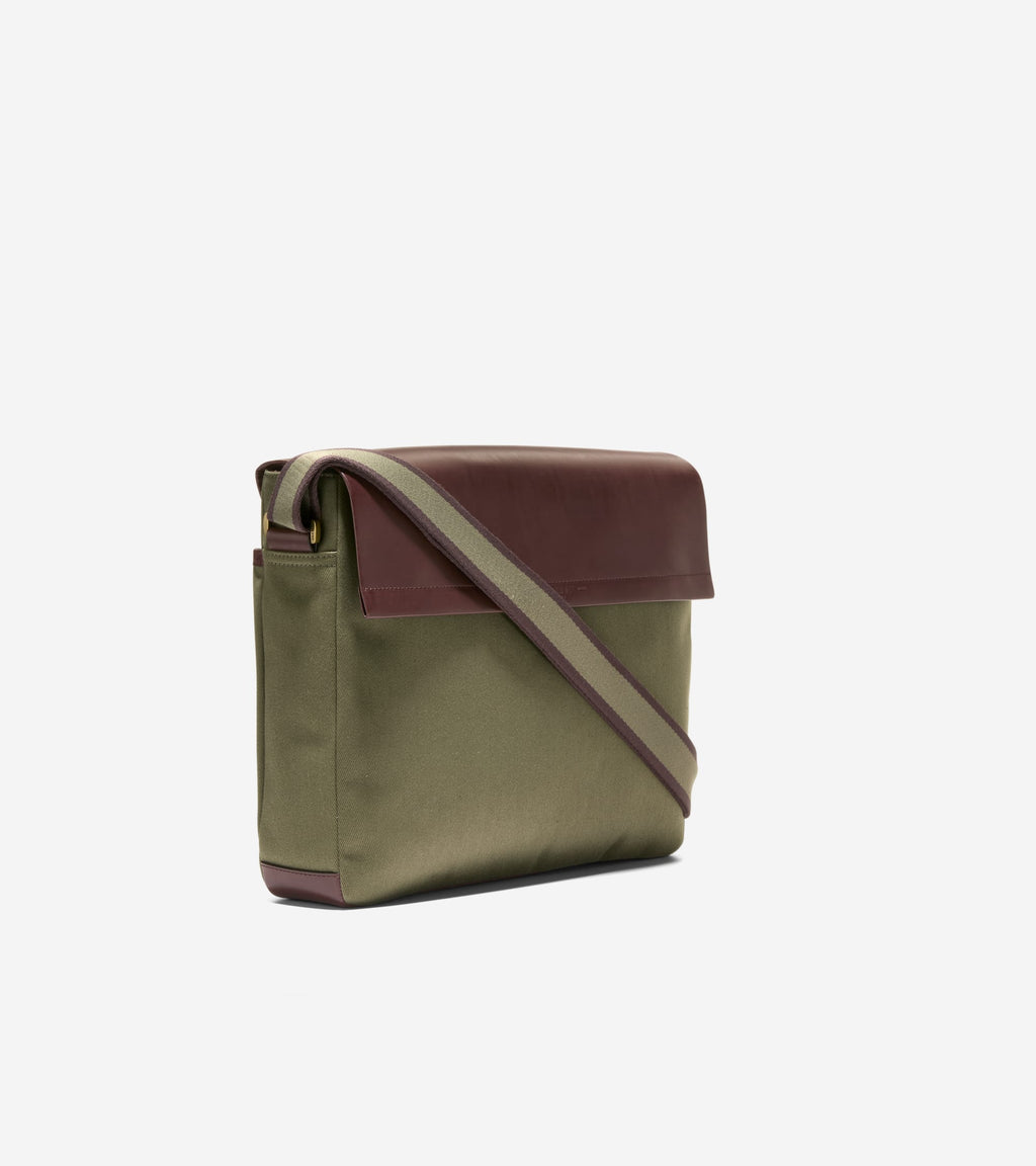 Men's Judson Brushed Twill Messenger Bag-Olive Green-Madeira