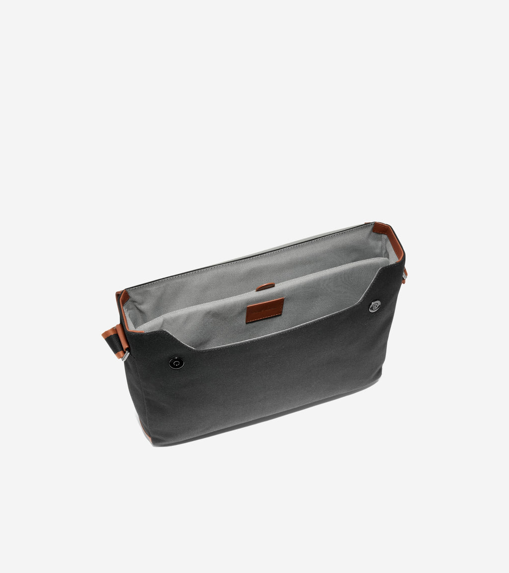 Men's Judson Brushed Twill Messenger-Black-New Britsh Tan