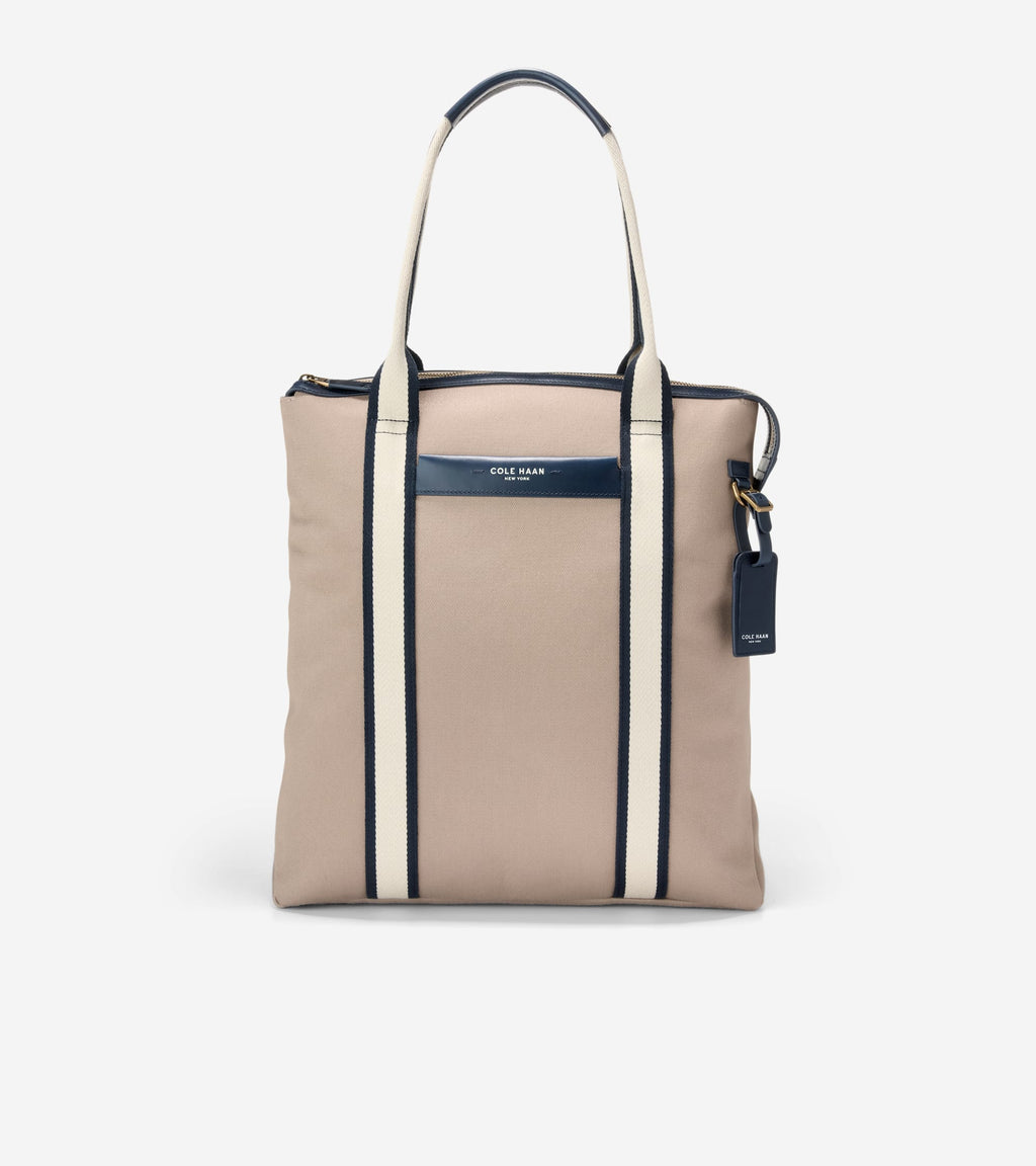 Men's Judson Brushed Twill Tote Bag-Oxford Tan-Navy Blazer-Angora