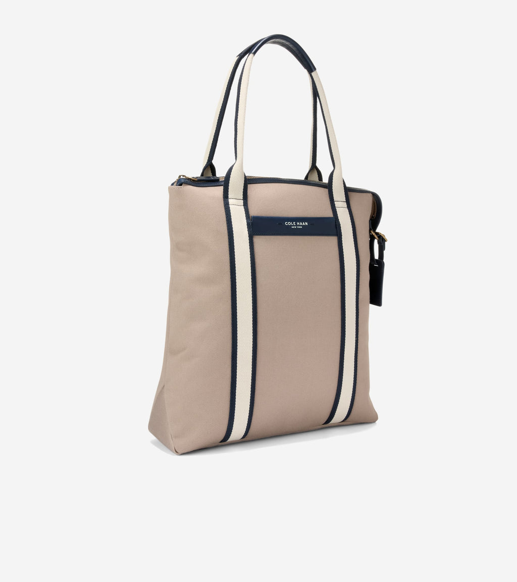 Men's Judson Brushed Twill Tote Bag-Oxford Tan-Navy Blazer-Angora