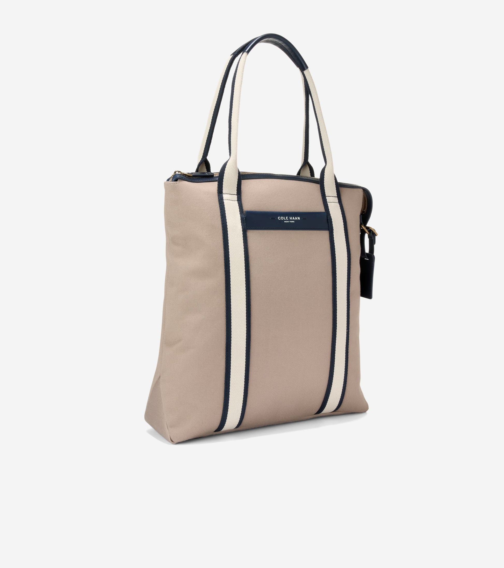 Men's Judson Brushed Twill Tote Bag-Oxford Tan-Navy Blazer-Angora