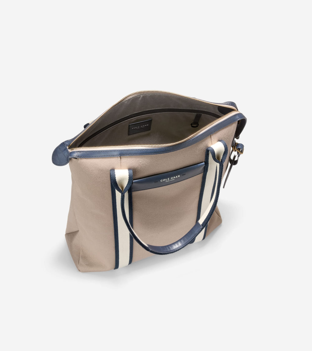 Men's Judson Brushed Twill Tote Bag-Oxford Tan-Navy Blazer-Angora