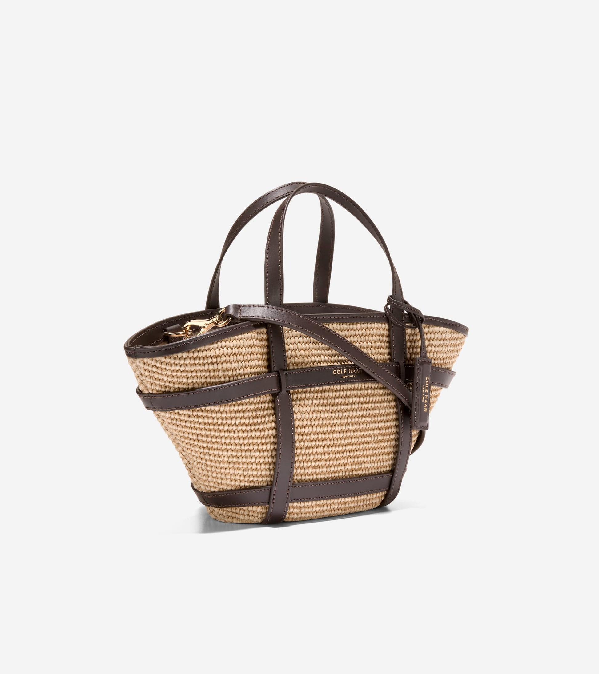 Women's Key West Tote Crossbody Bag-Natural Raffia-Dark Chocolate