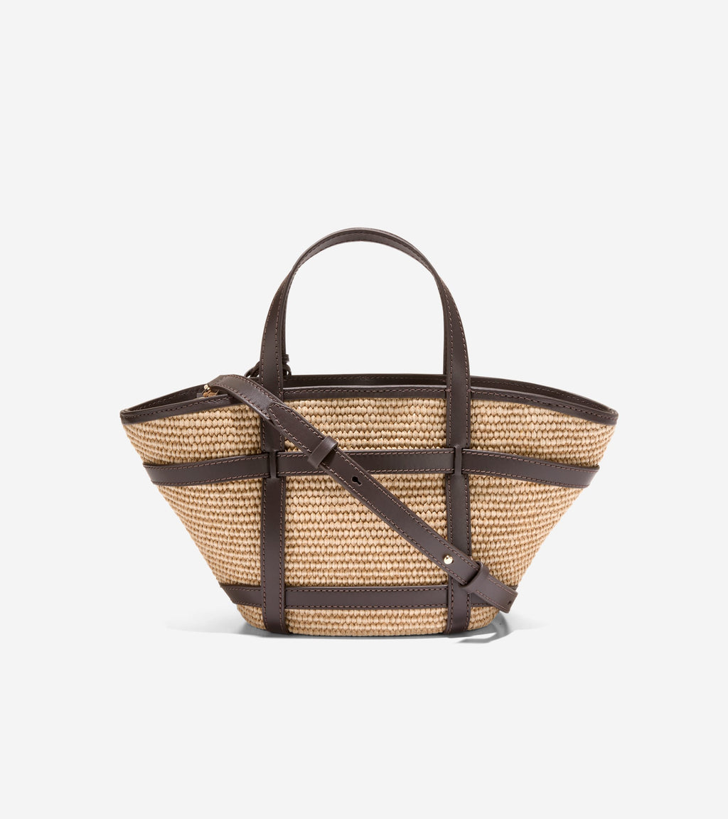 Women's Key West Tote Crossbody Bag-Natural Raffia-Dark Chocolate