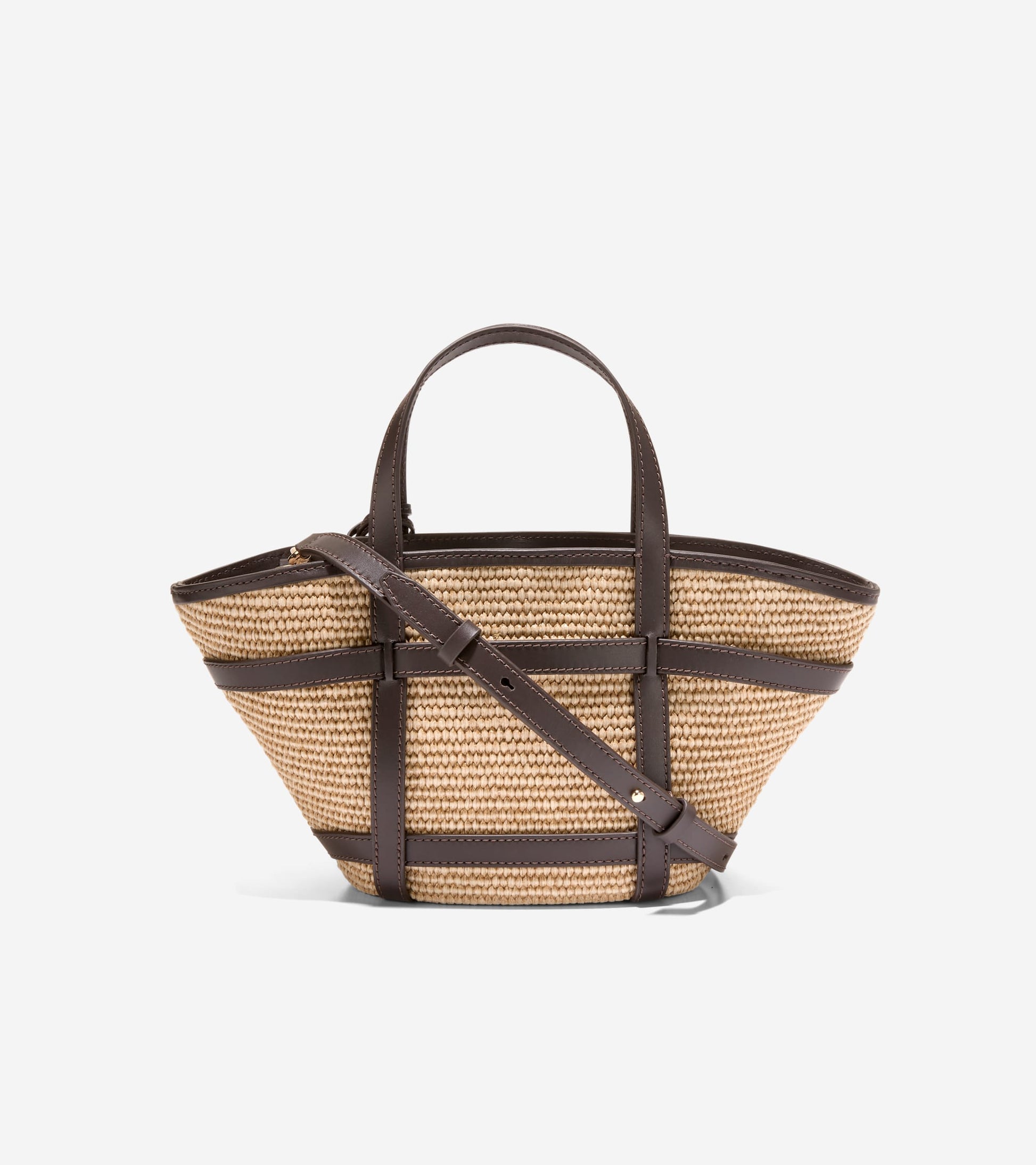 Women's Key West Tote Crossbody Bag-Natural Raffia-Dark Chocolate