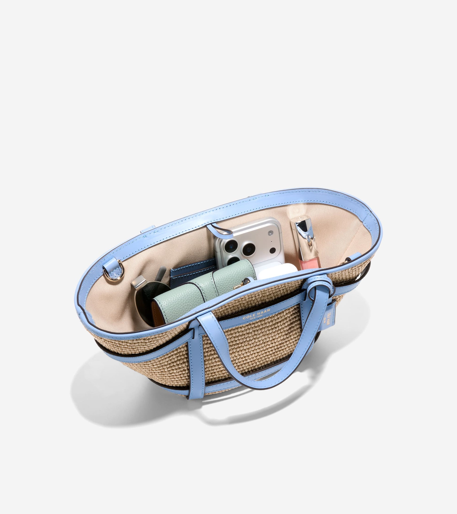 Women's Key West Tote Crossbody Bag-Natural Raffia-Hydrangea
