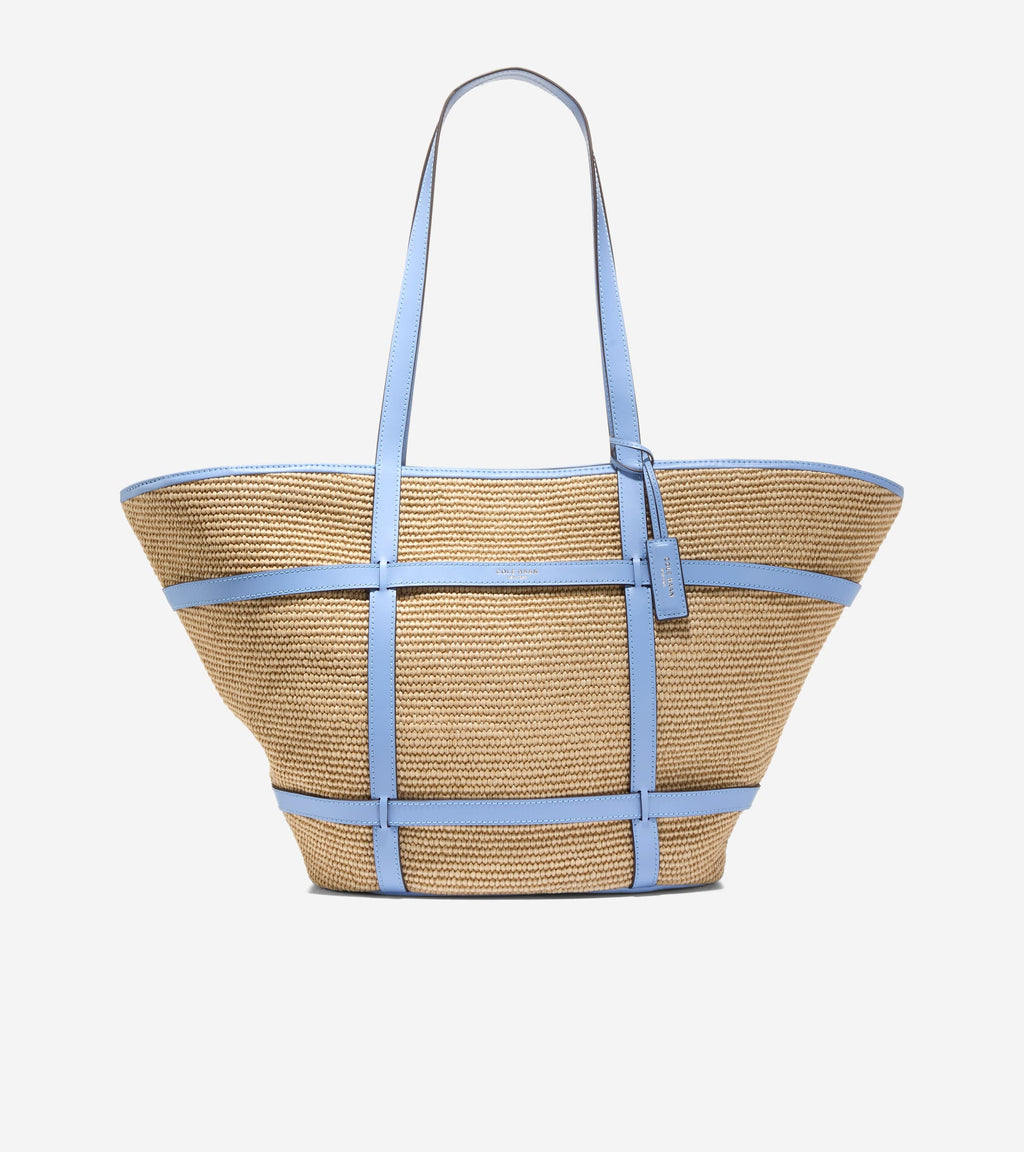 Women's Key West Tote Bag-Natural Raffia-Hydrangea