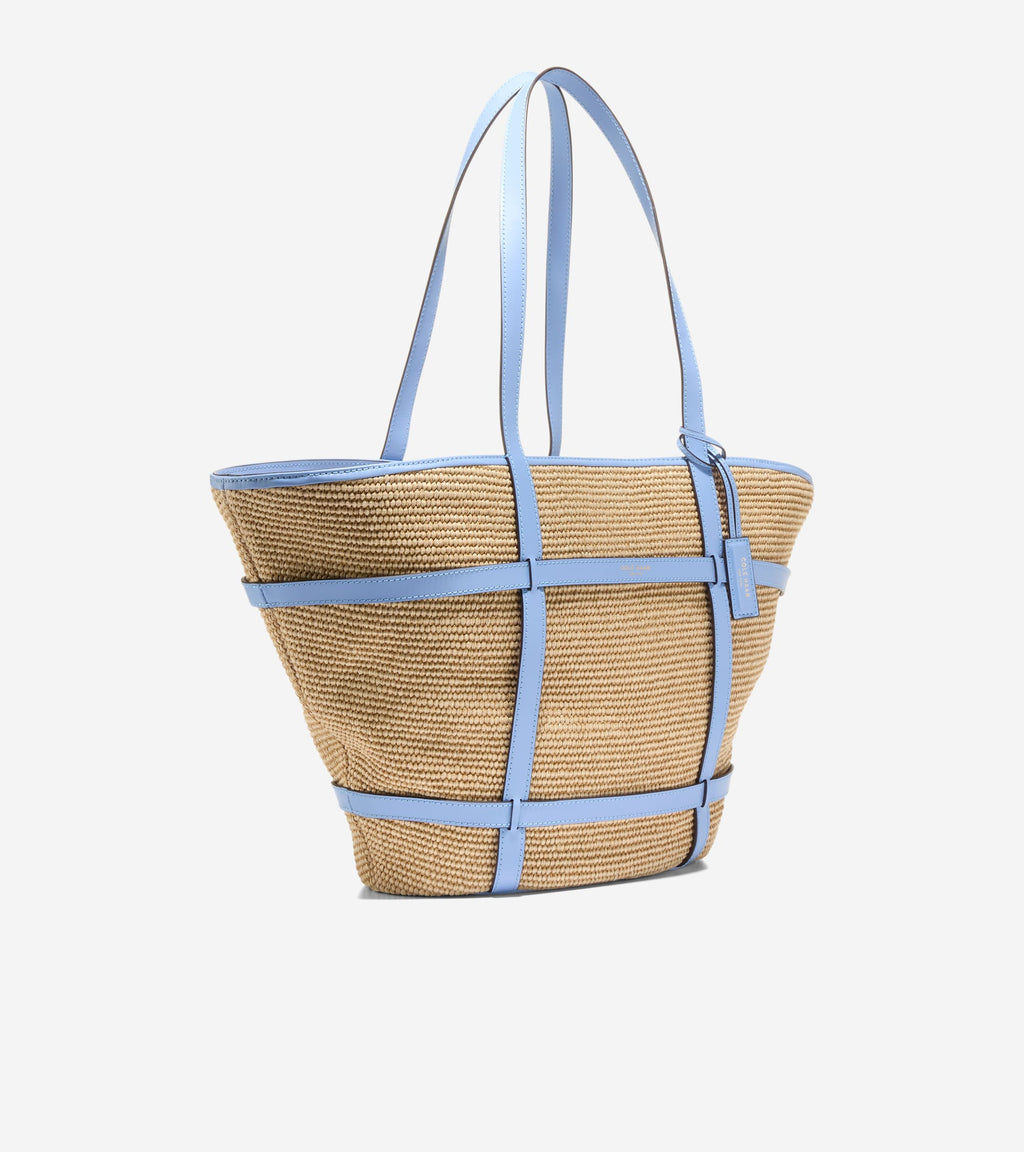 Women's Key West Tote Bag-Natural Raffia-Hydrangea