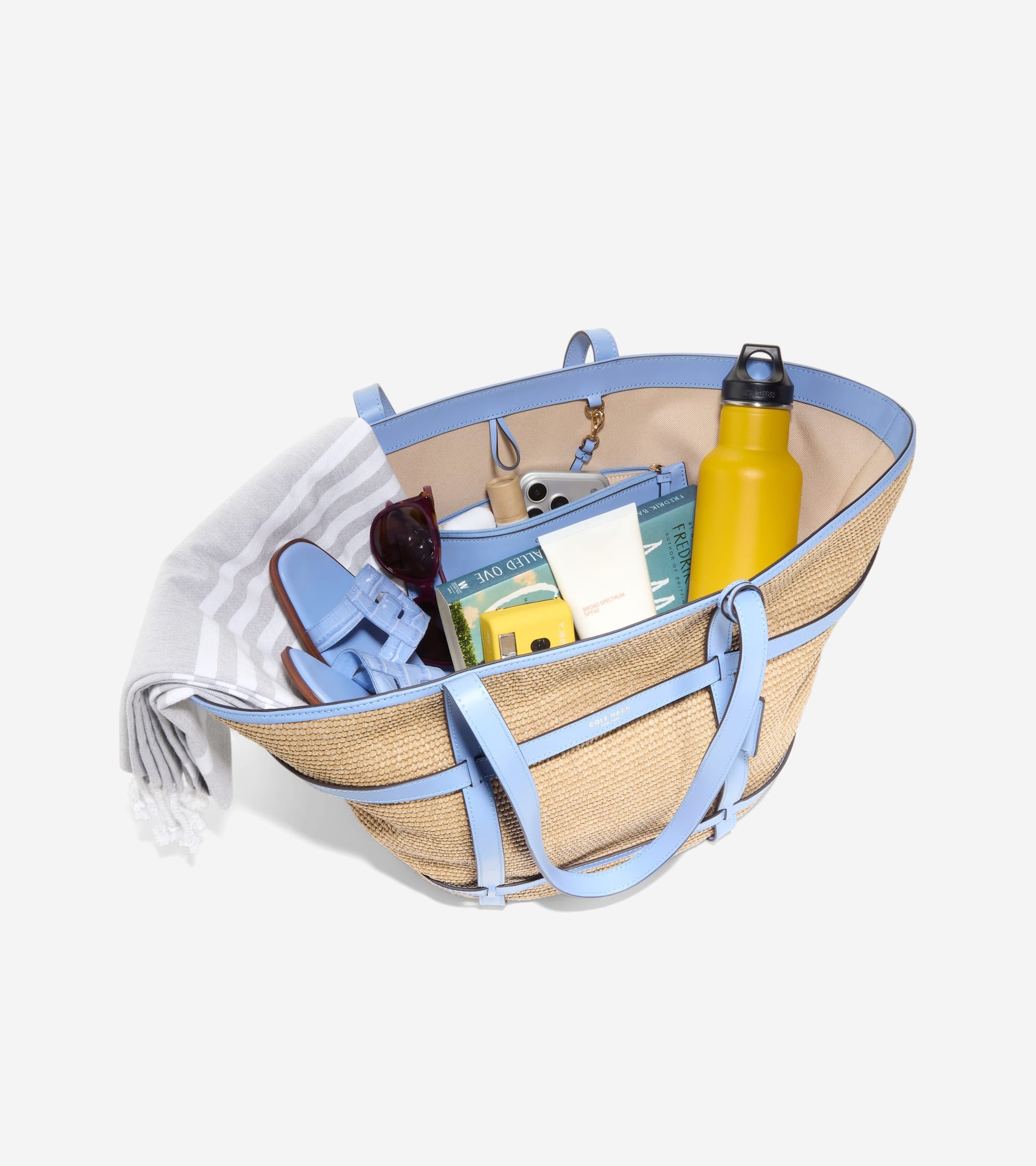 Women's Key West Tote Bag-Natural Raffia-Hydrangea