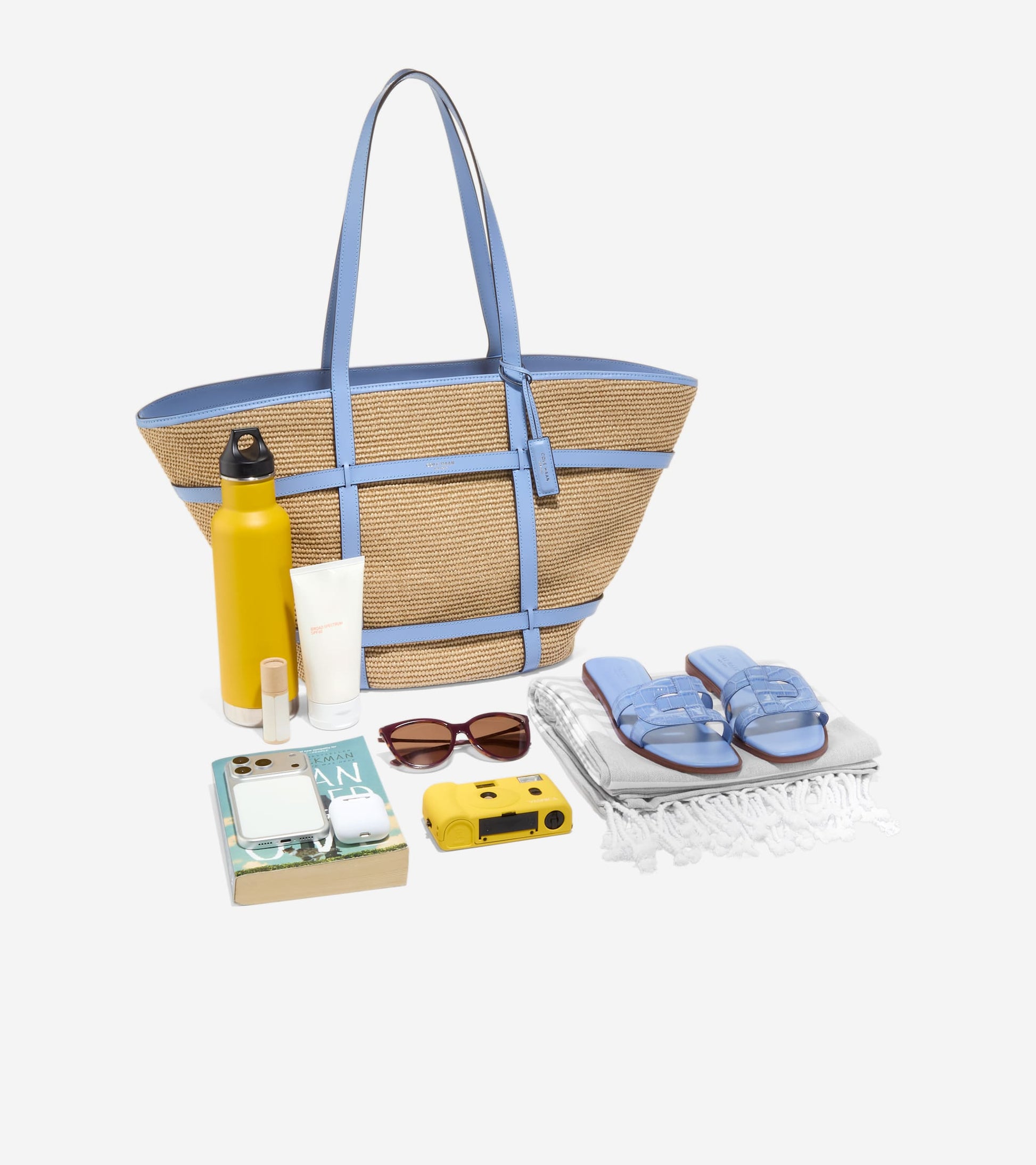 Women's Key West Tote Bag-Natural Raffia-Hydrangea