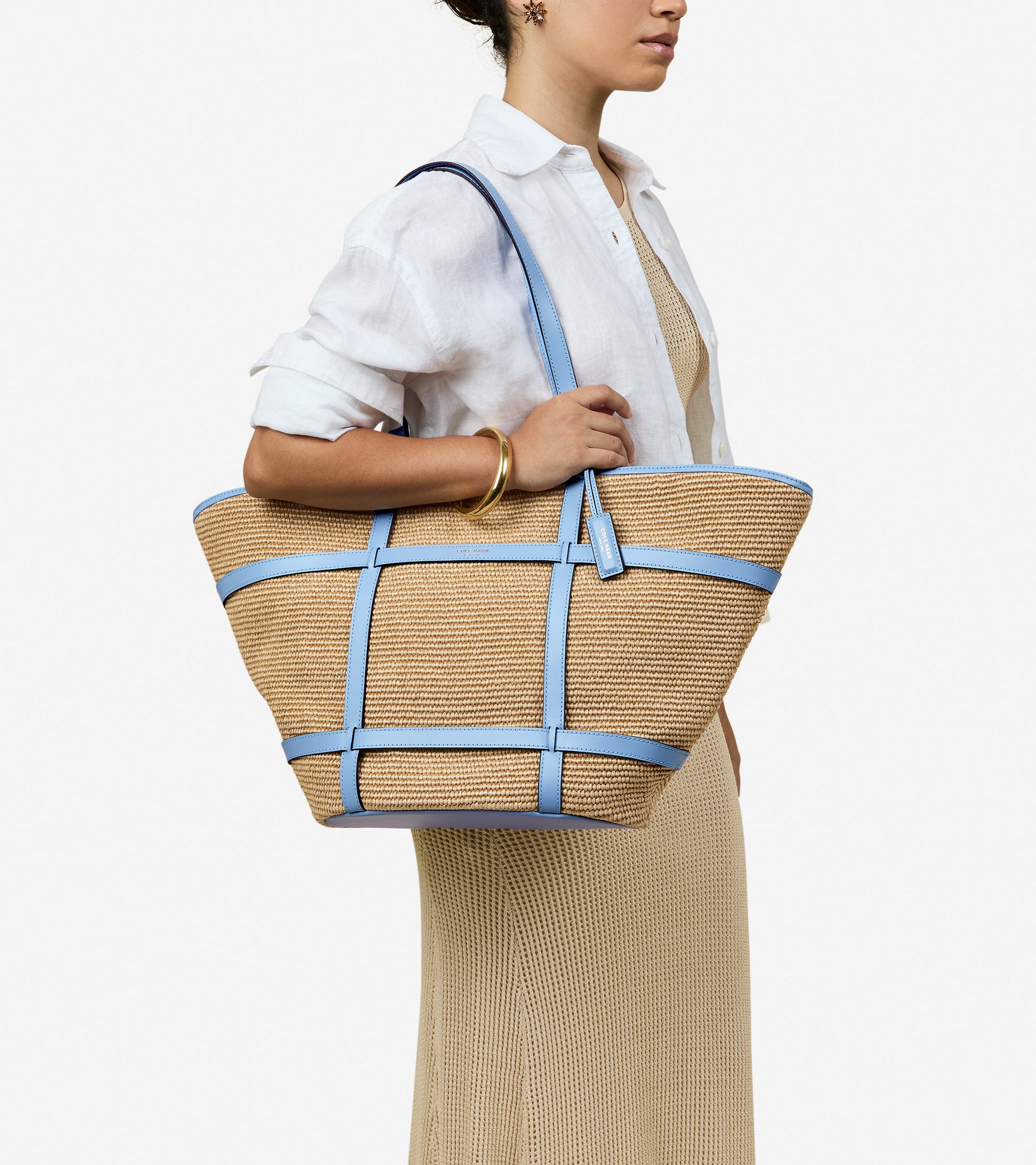 Women's Key West Tote Bag-Natural Raffia-Hydrangea