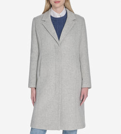 Women's Knotch Lapel Single Breasted Wool Coat-Light Grey