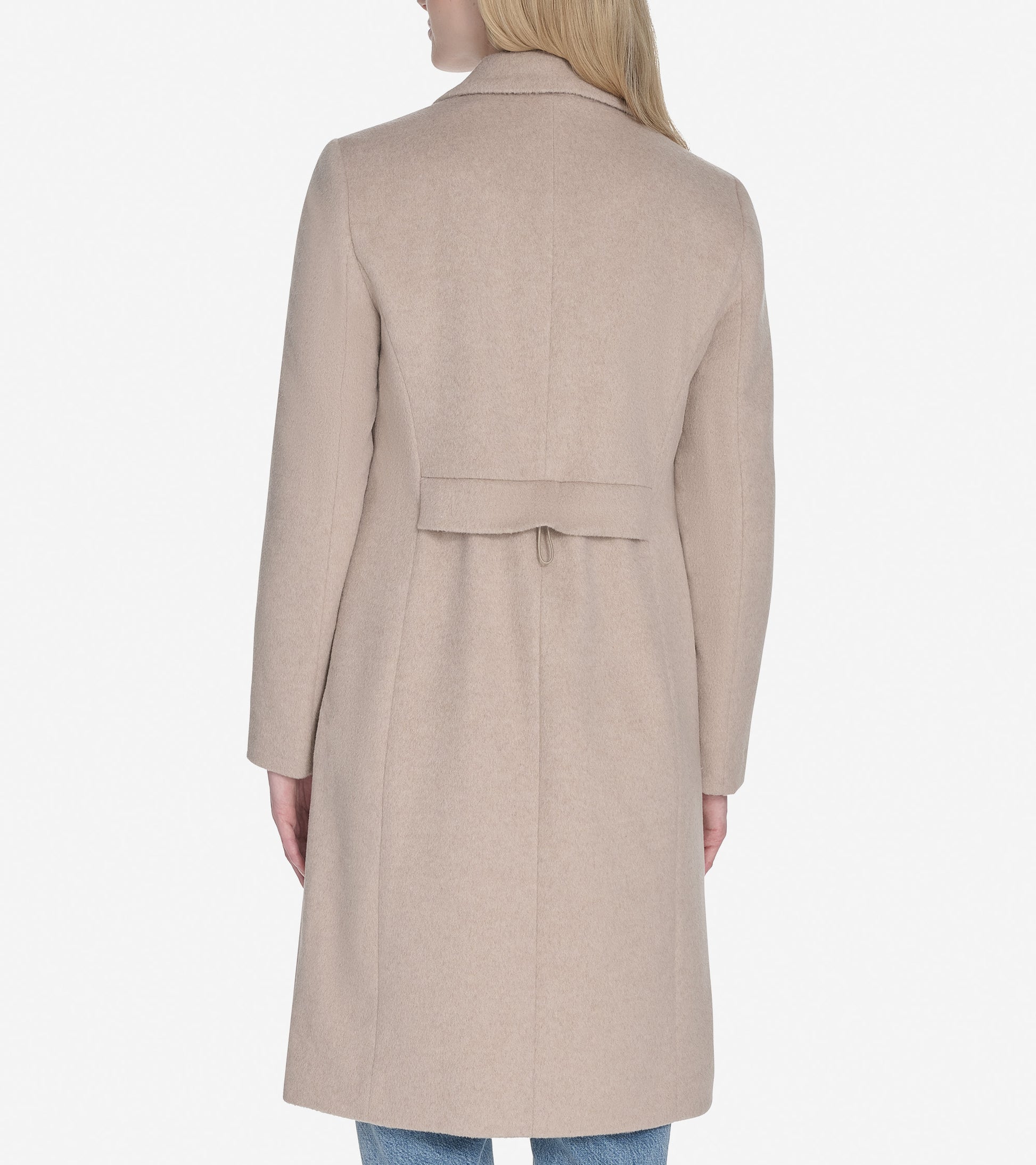 Women's Knotch Lapel Single Breasted Wool Coat-Bone