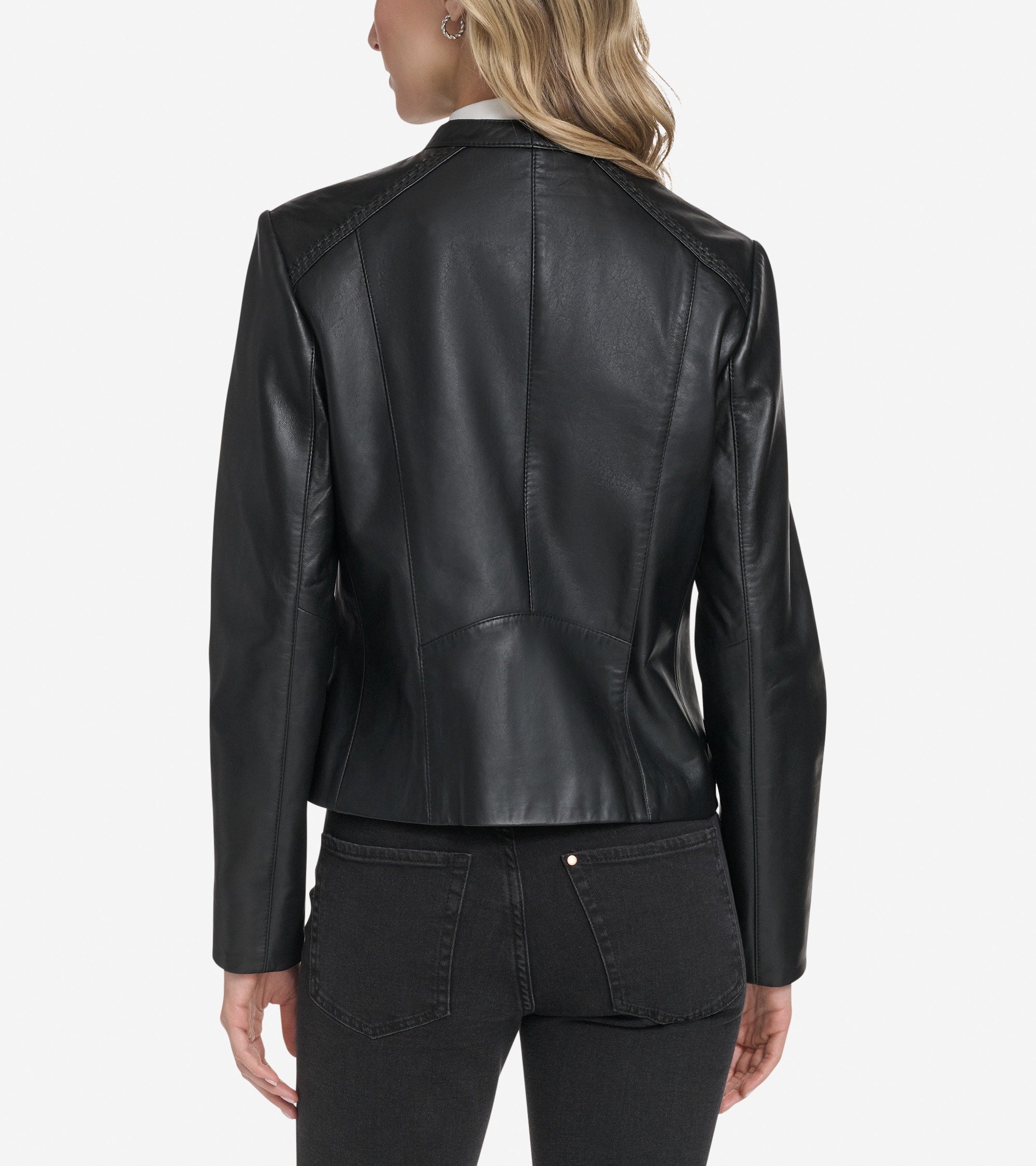 Women's Leather Racer Jacket in Black | Cole Haan