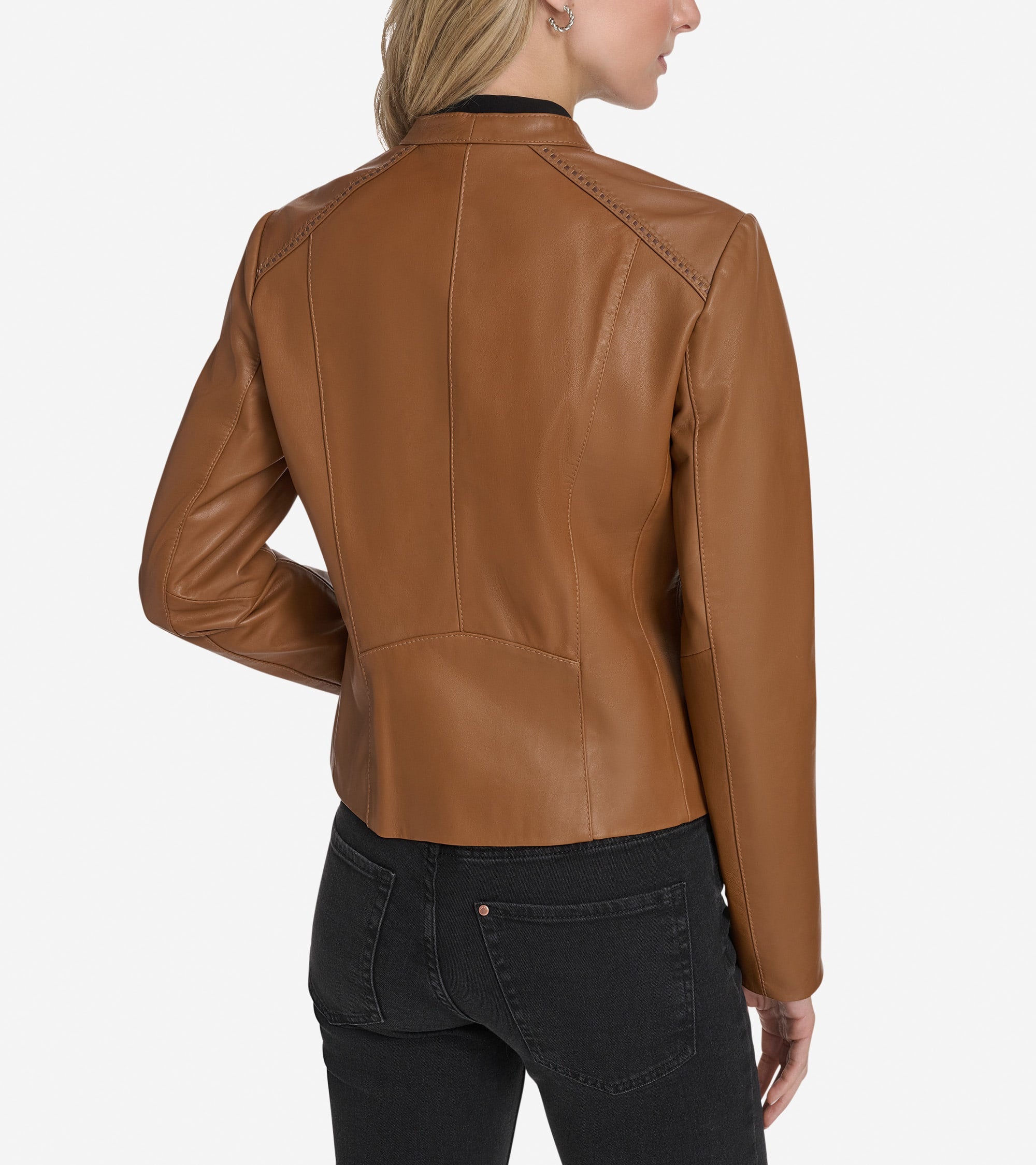 Women's Leather Racer Jacket in Brown | Cole Haan