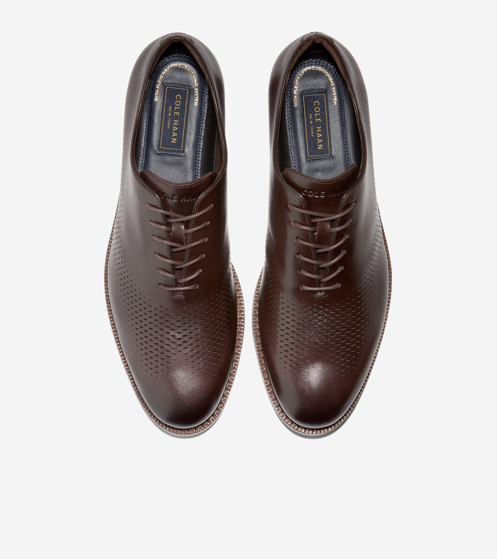 Men's Ledley Grand Flexcraft Laser Wingtip Oxfords-Dark Chocolate-Dark Brown