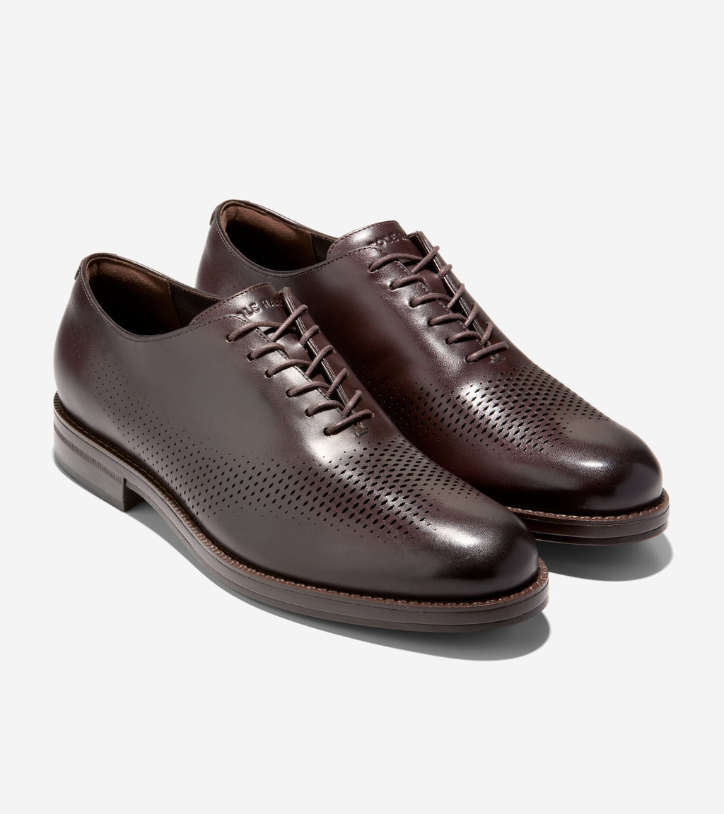 Men's Ledley Grand Flexcraft Laser Wingtip Oxfords-Dark Chocolate-Dark Brown