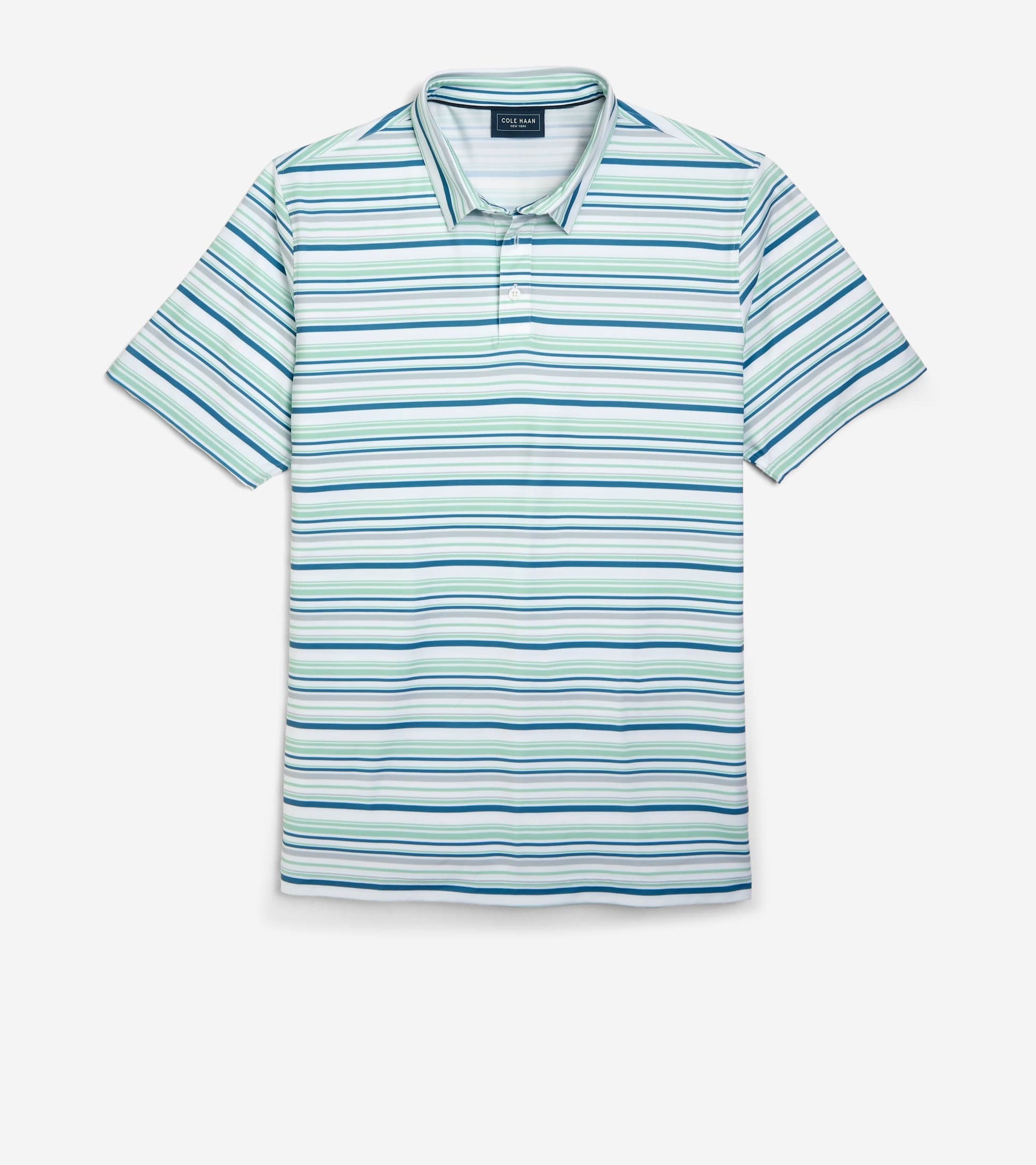Men's Links Polo Shirt-Bright White Stripe