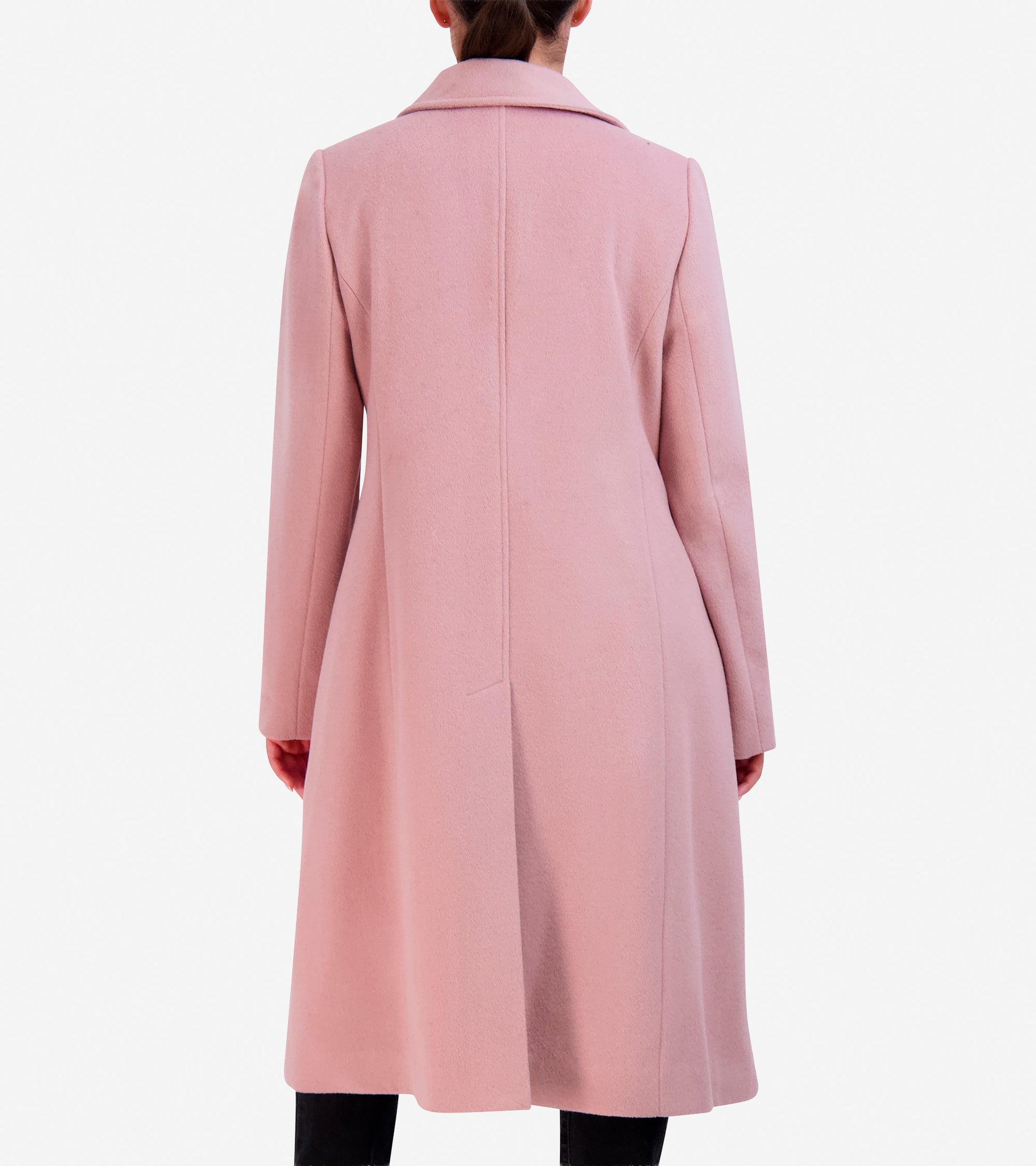 Women's Long Button Up Flared Coat-Dusty Rose