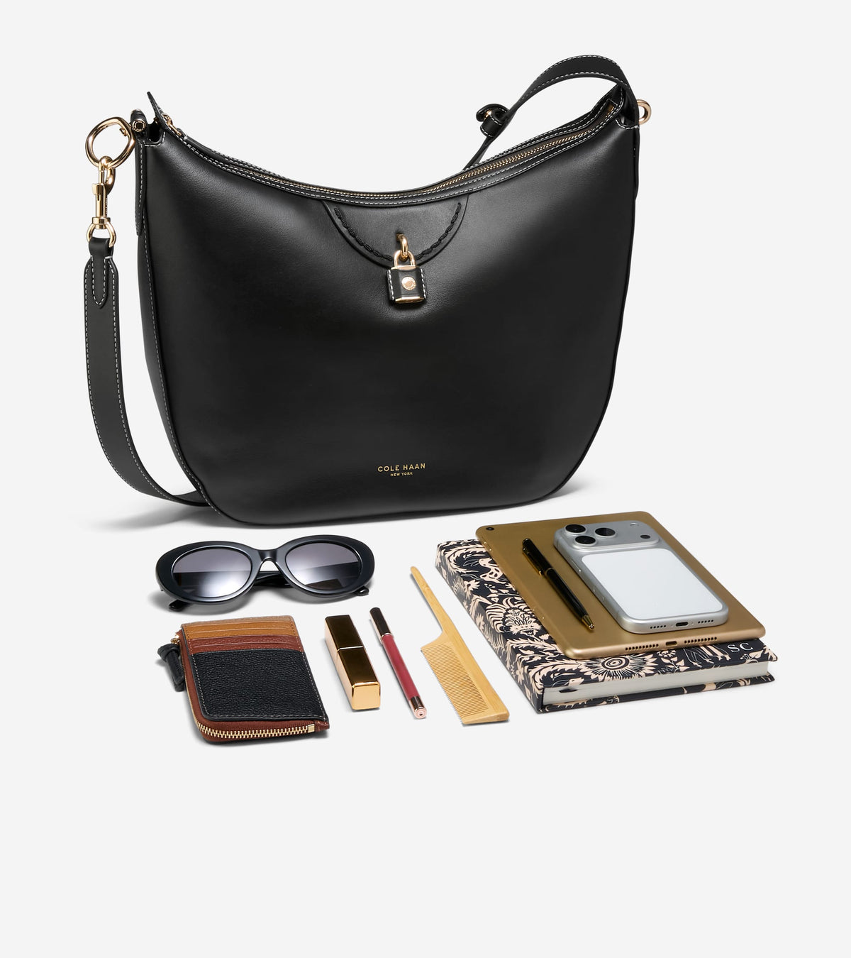 Women's Lockheart Hobo Bag-Black