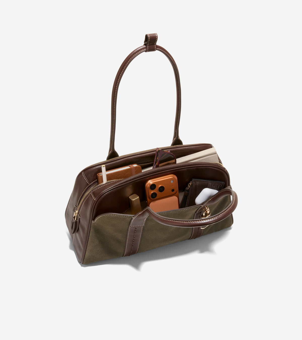 Women's Lockheart Medium Satchel-Deep Olive-Madeira Brown