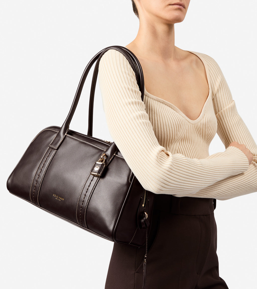 Women's Lockheart Medium Satchel-Dark Chocolate