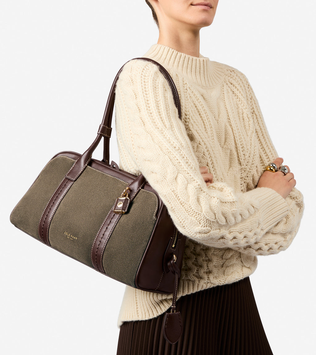 Women's Lockheart Medium Satchel-Deep Olive-Madeira Brown