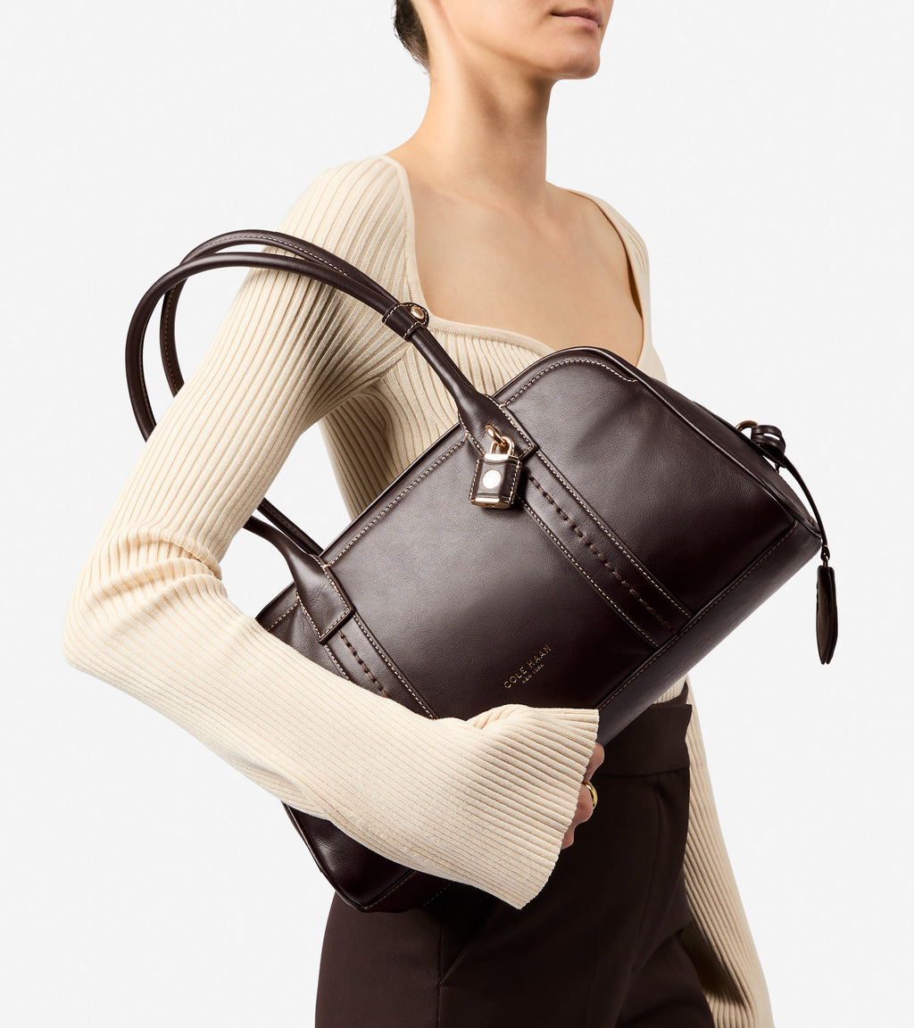 Women's Lockheart Medium Satchel-Dark Chocolate