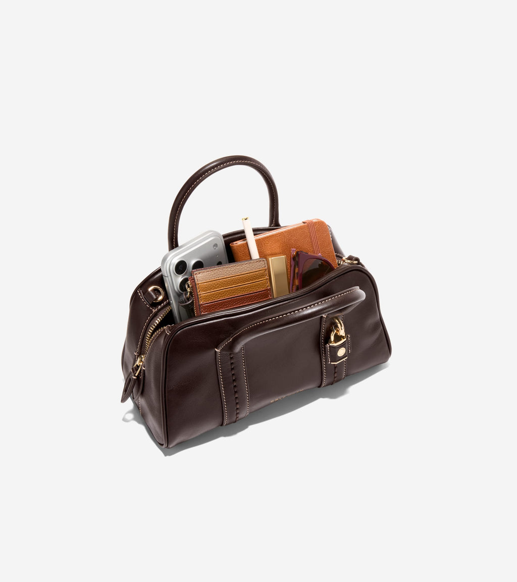 Women's Lockheart Small Satchel-Dark Chocolate