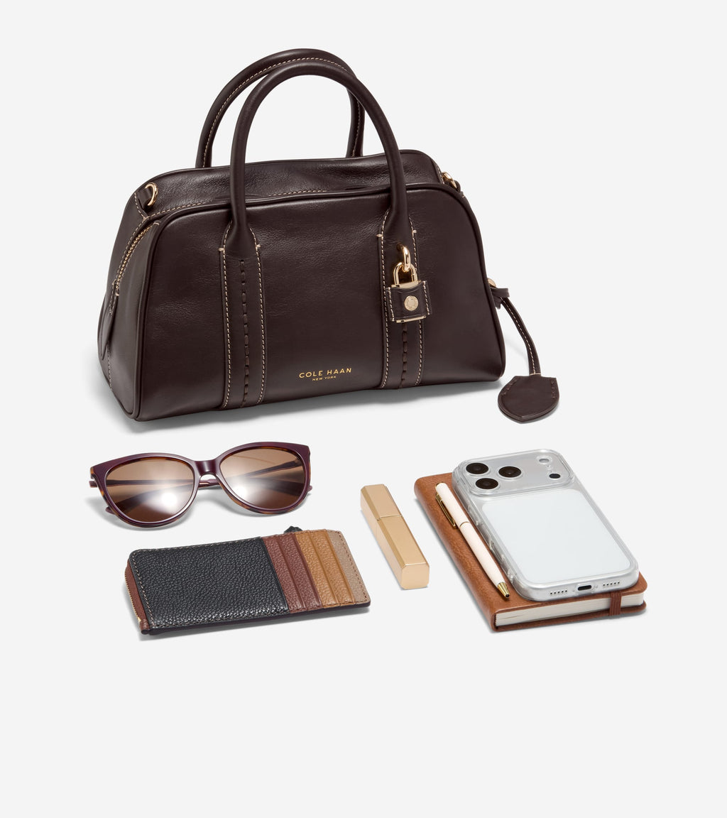 Women's Lockheart Small Satchel-Dark Chocolate