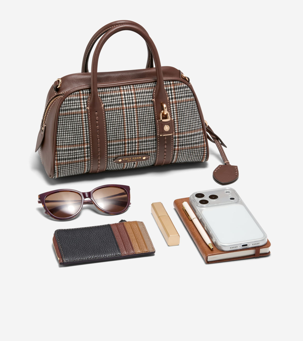 Women's Lockheart Small Satchel-Plaid Print-Hickory
