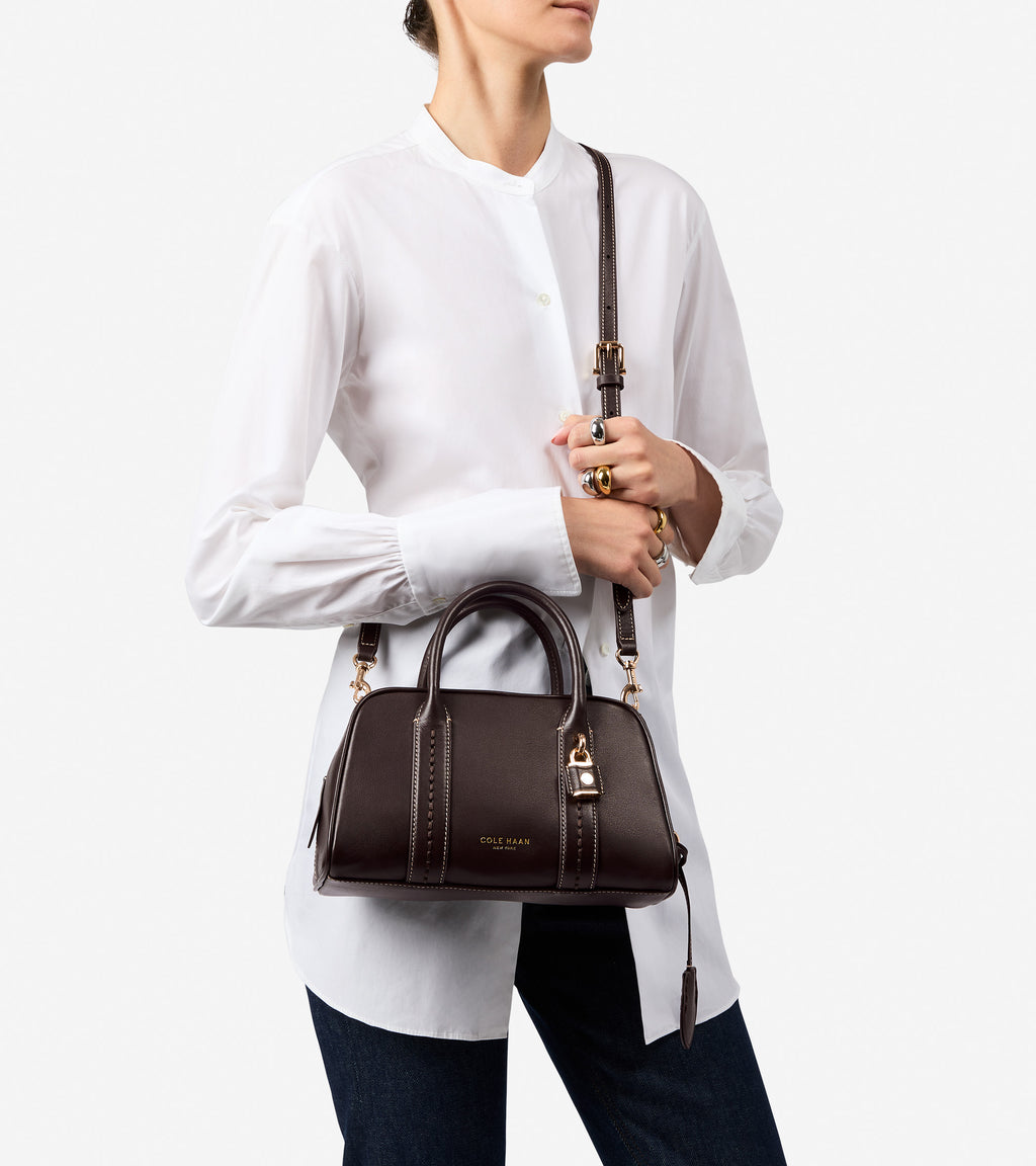 Women's Lockheart Small Satchel-Dark Chocolate